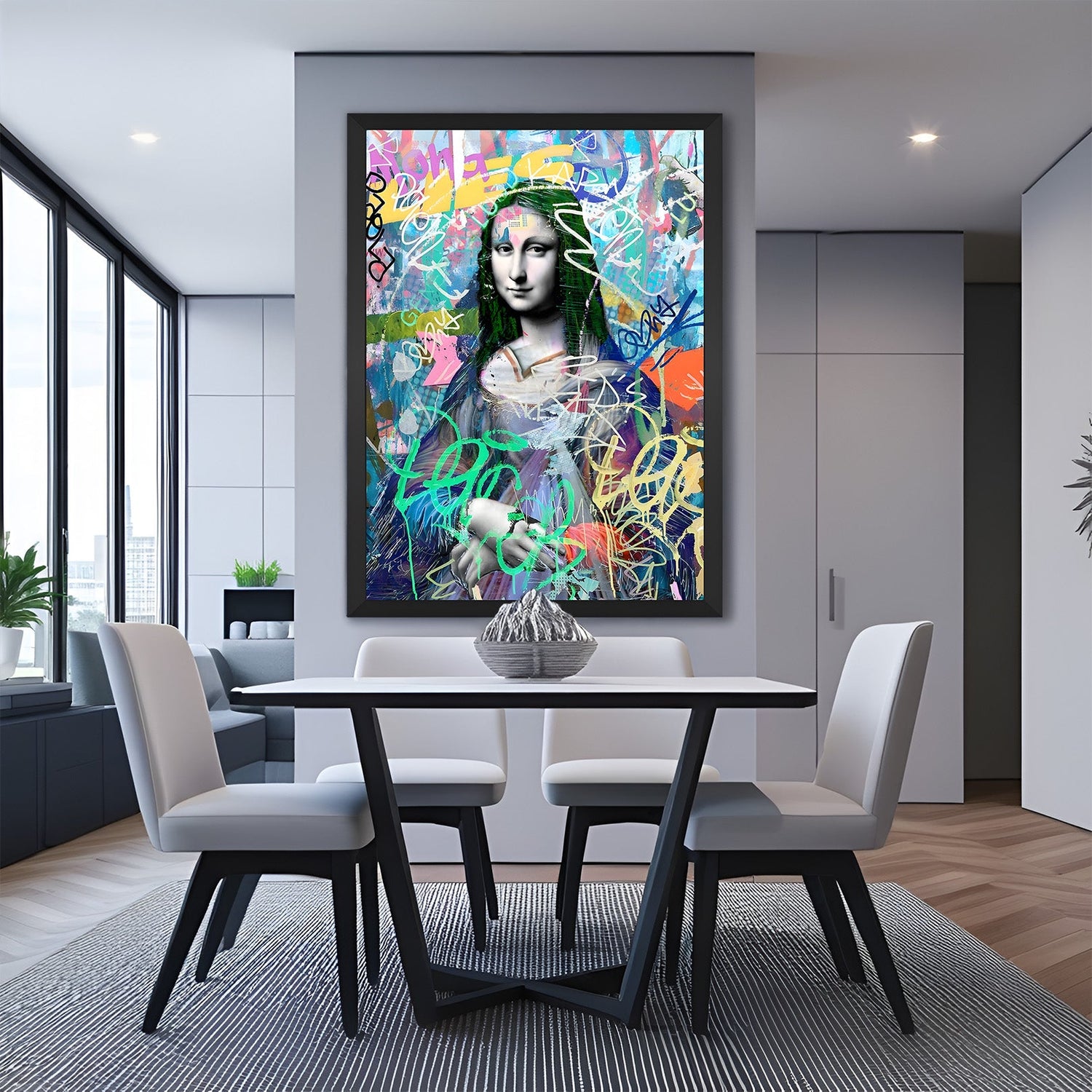 Modern Mona Lisa wall art with black frame for home