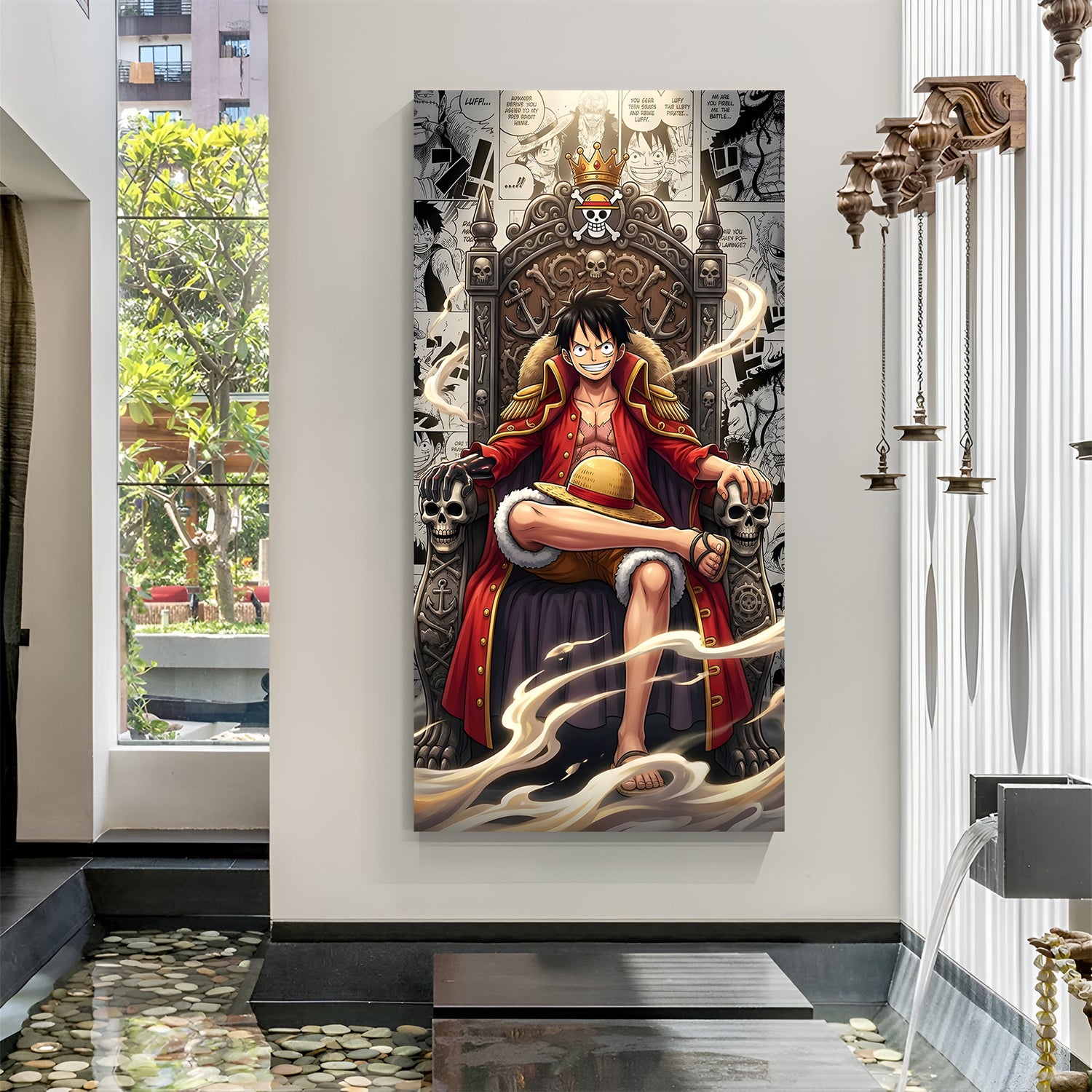 Monkey D. Luffy Manga King canvas painting with comic-style anime artwork in canvas wrapped frame