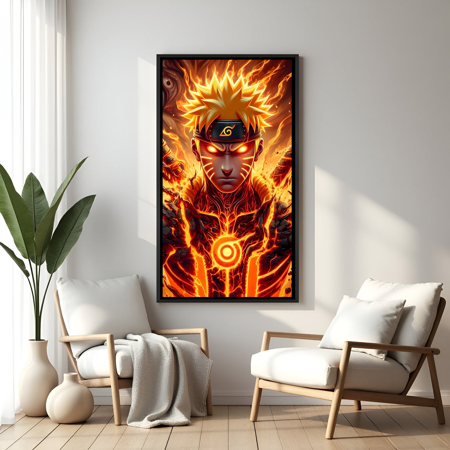 Naruto Angry Close-Up anime canvas artwork in premium black floater frame