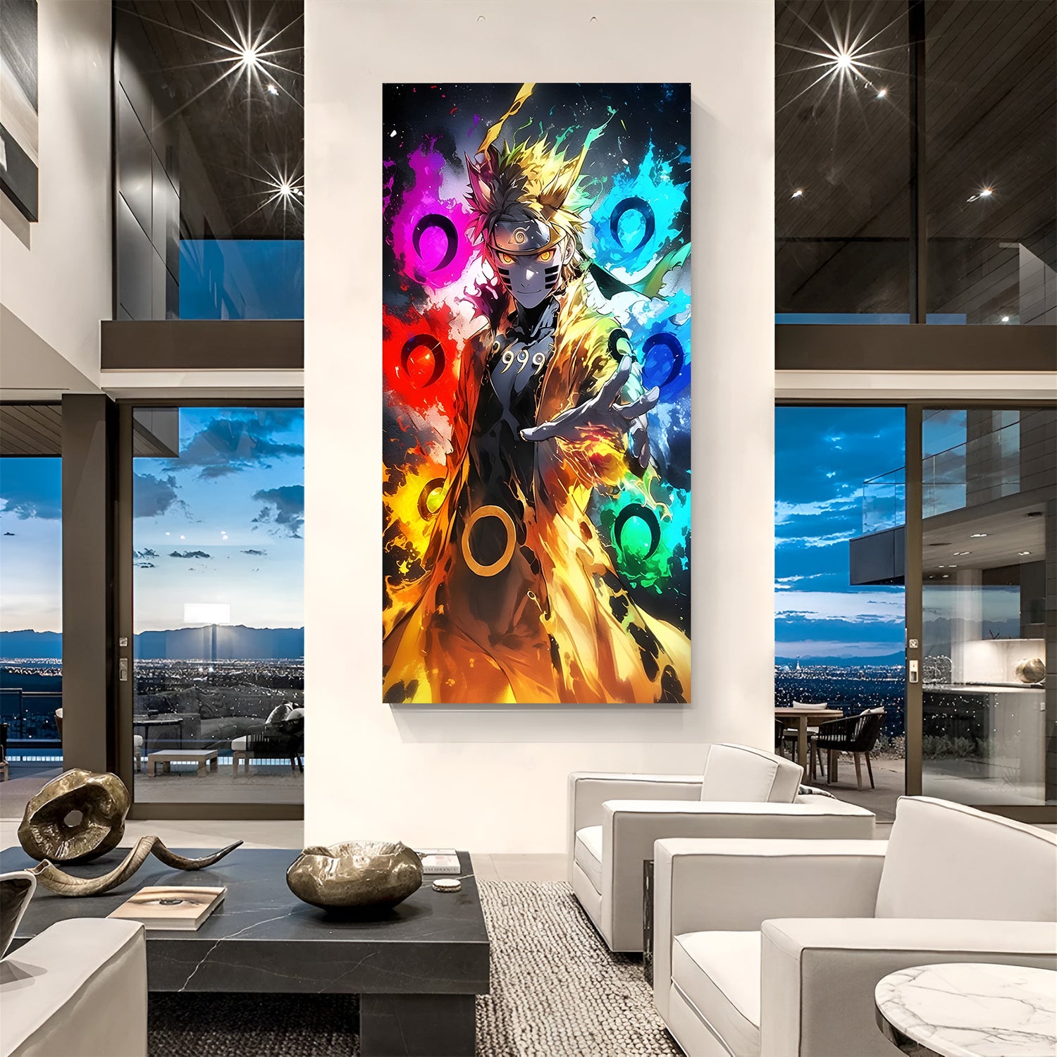 Naruto Color Burst canvas painting with vibrant anime artwork in canvas wrapped frame