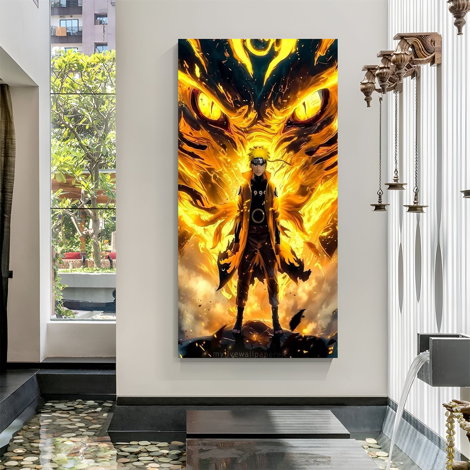 Frameless Naruto Kurama Mode anime canvas wall art for modern wall decor