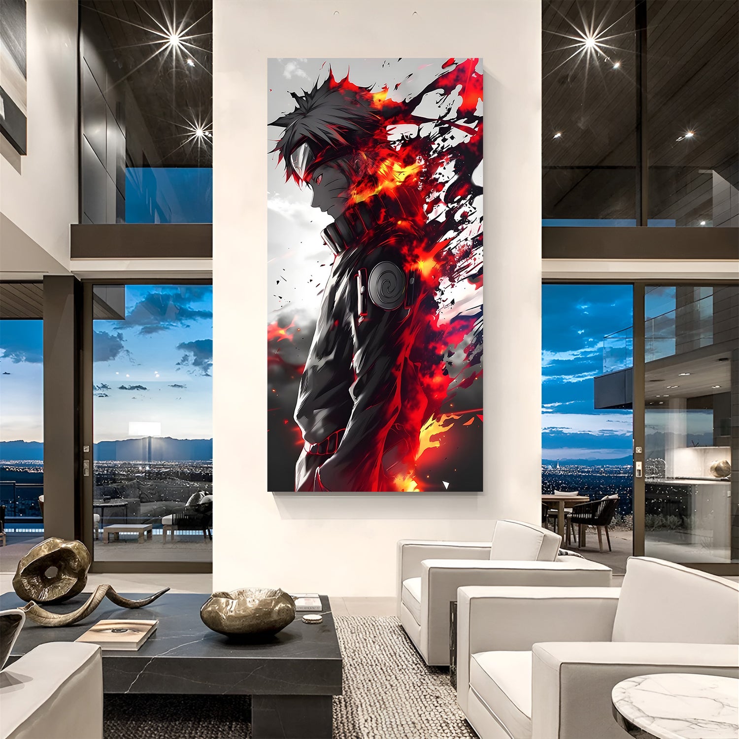 Naruto melancholic flame canvas painting with emotional anime artwork in canvas wrapped frame