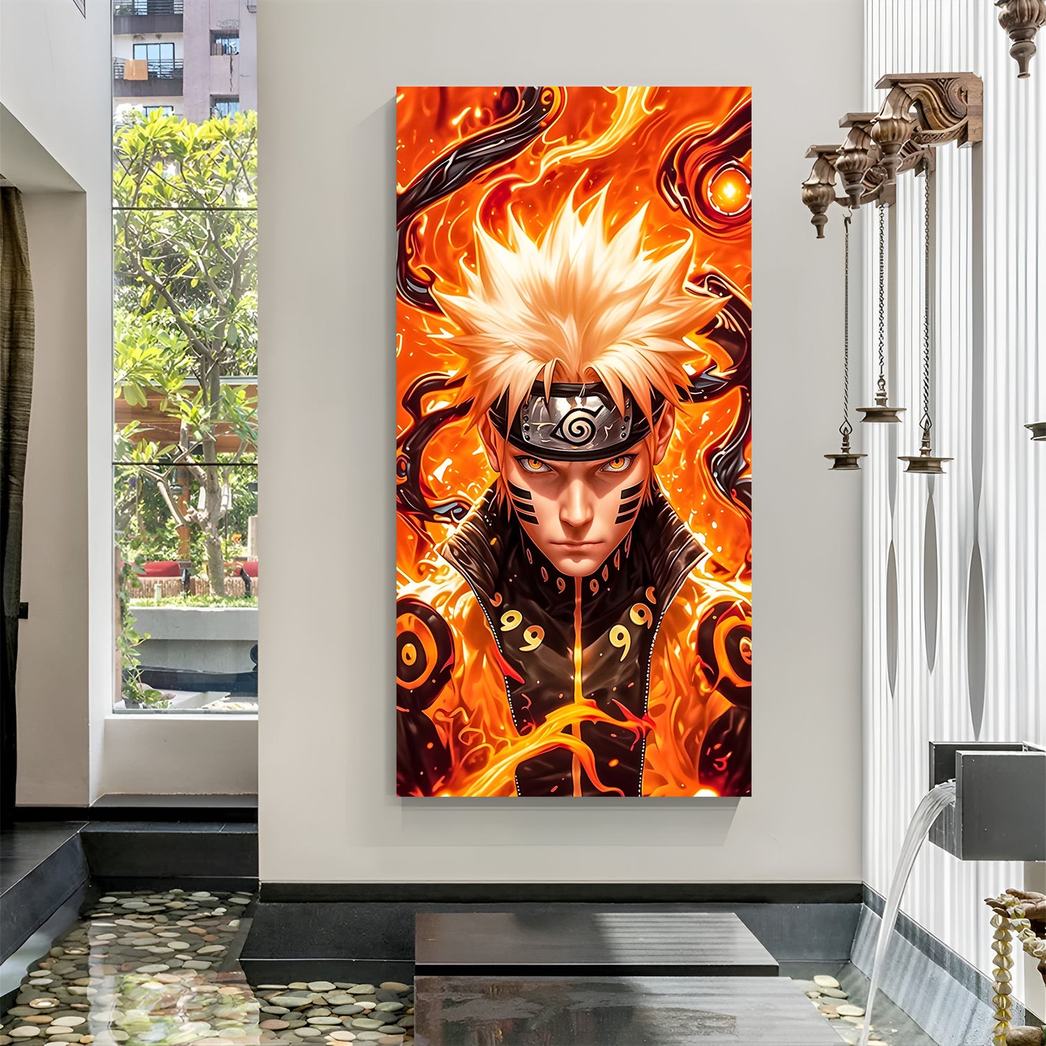 Naruto Orange Aura Close-Up canvas painting with intense anime artwork in canvas wrapped frame