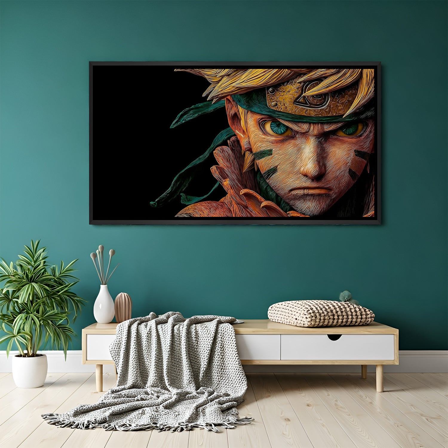 Naruto Sage Eyes anime canvas artwork in premium black floater frame