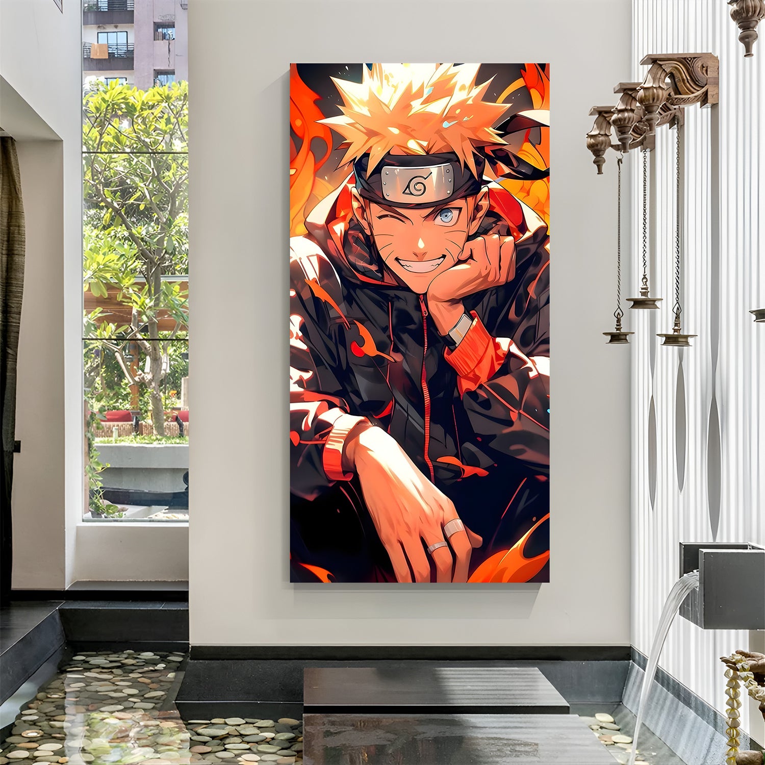 Naruto Smiling canvas painting with peaceful anime artwork in canvas wrapped frame