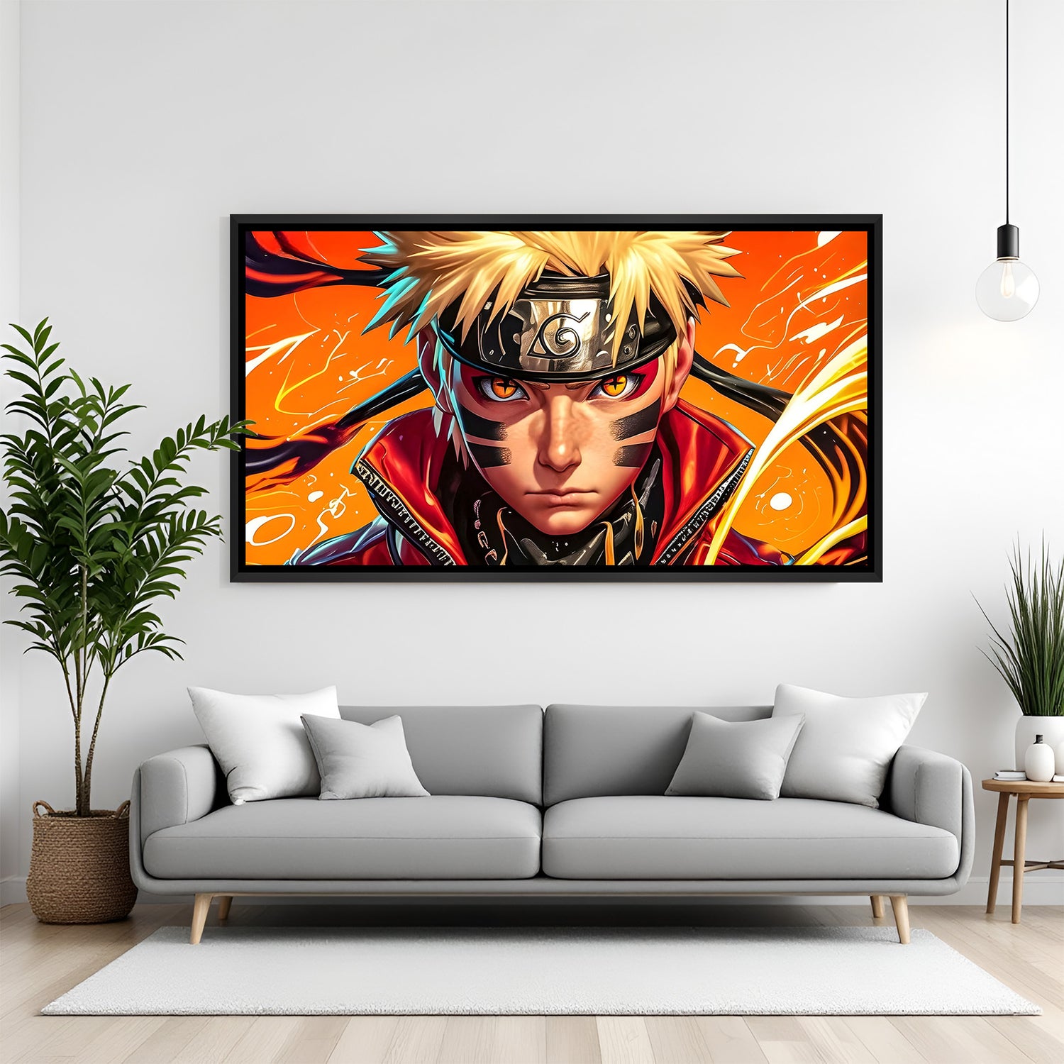 Naruto Uzumaki Sage Mode anime canvas artwork in premium black floater frame
