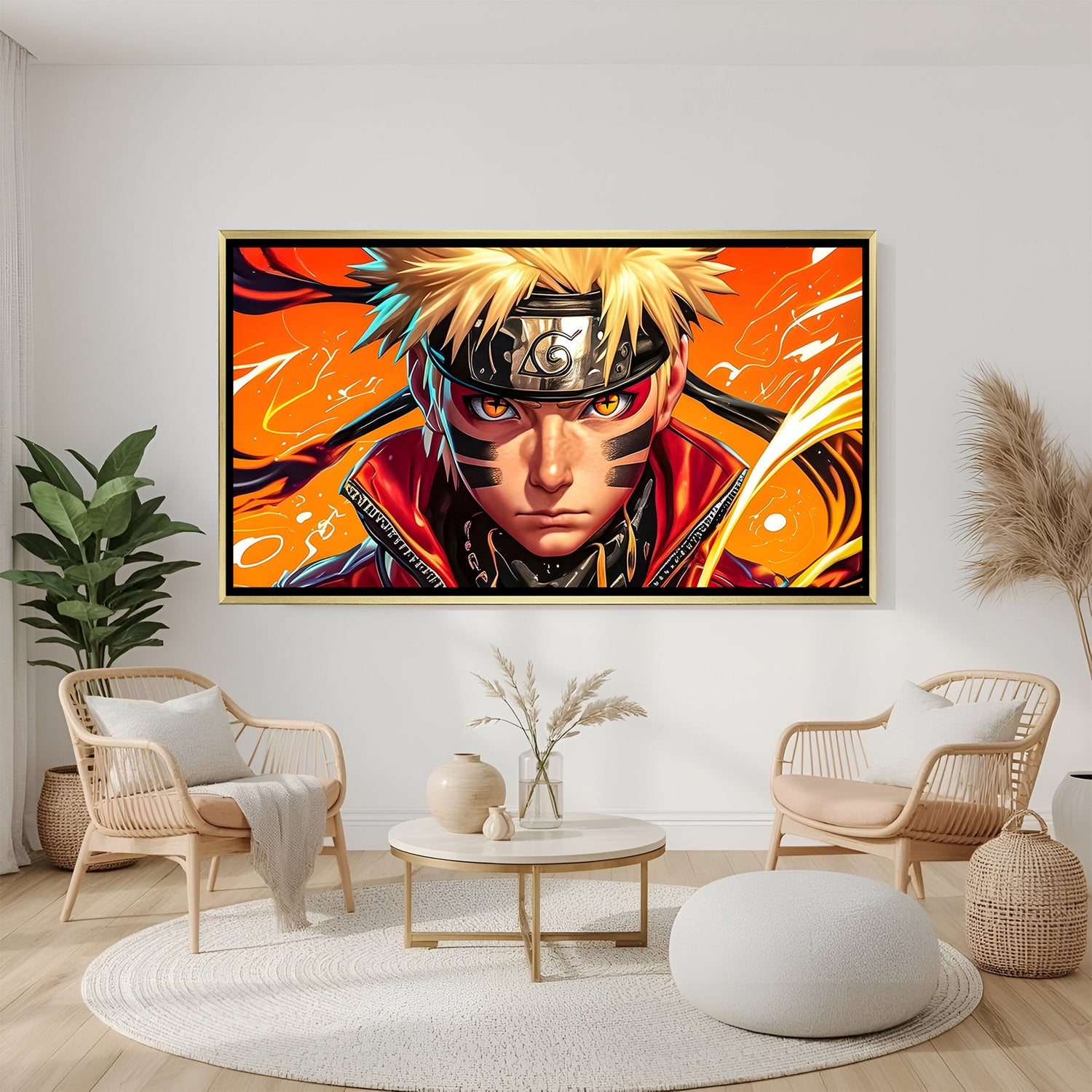 Naruto Uzumaki Naruto wall art in luxury golden floater frame with anime design