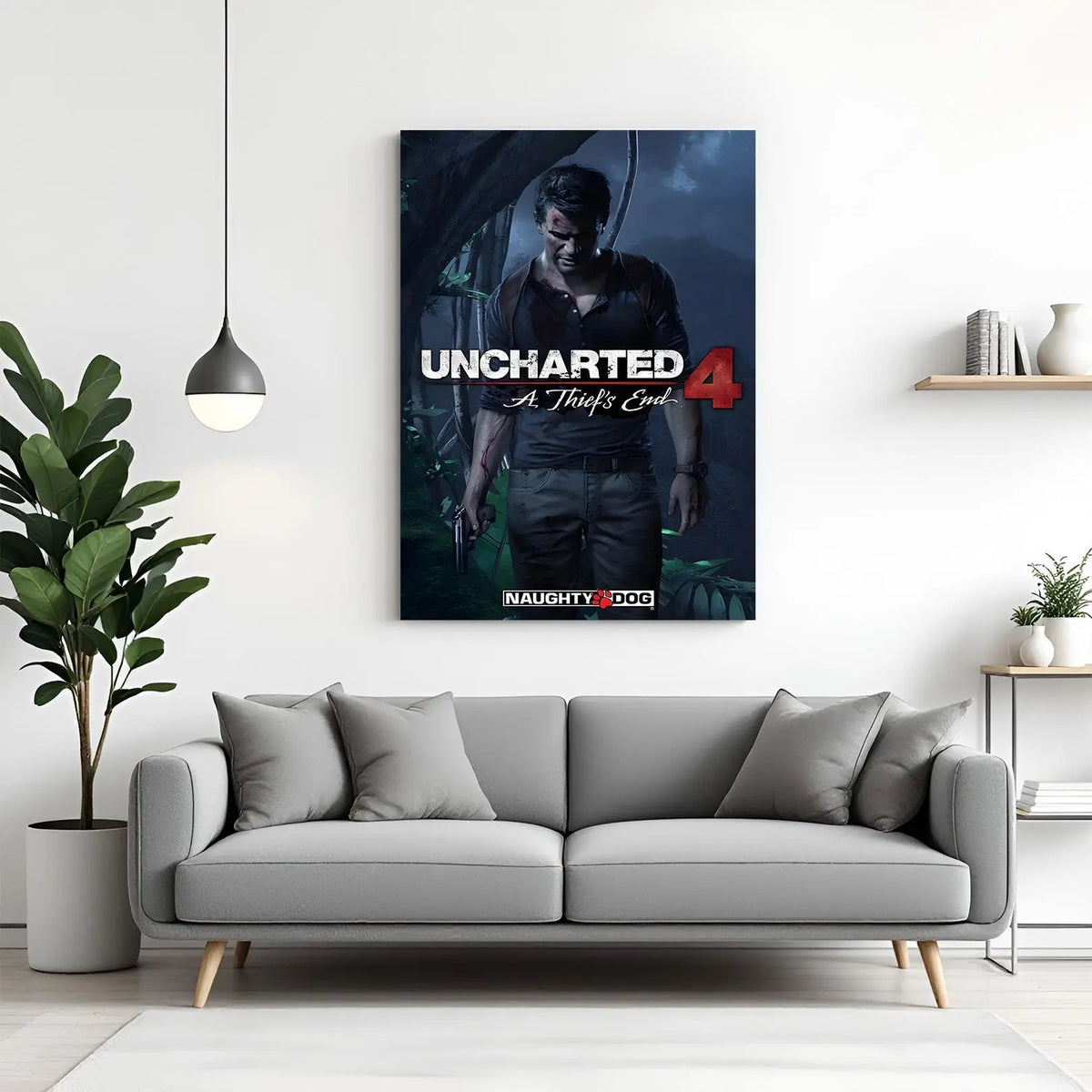 Nathan Drake's Final Expedition canvas wall art inspired by Uncharted 4 featuring cinematic adventure artwork in premium canvas wrapped frame
