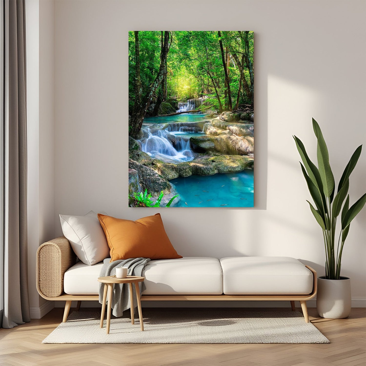 Nature-Inspired Waterfall Vastu Canvas Wall Art for home and office, symbolizing flow, peace, and prosperity through calming natural visuals