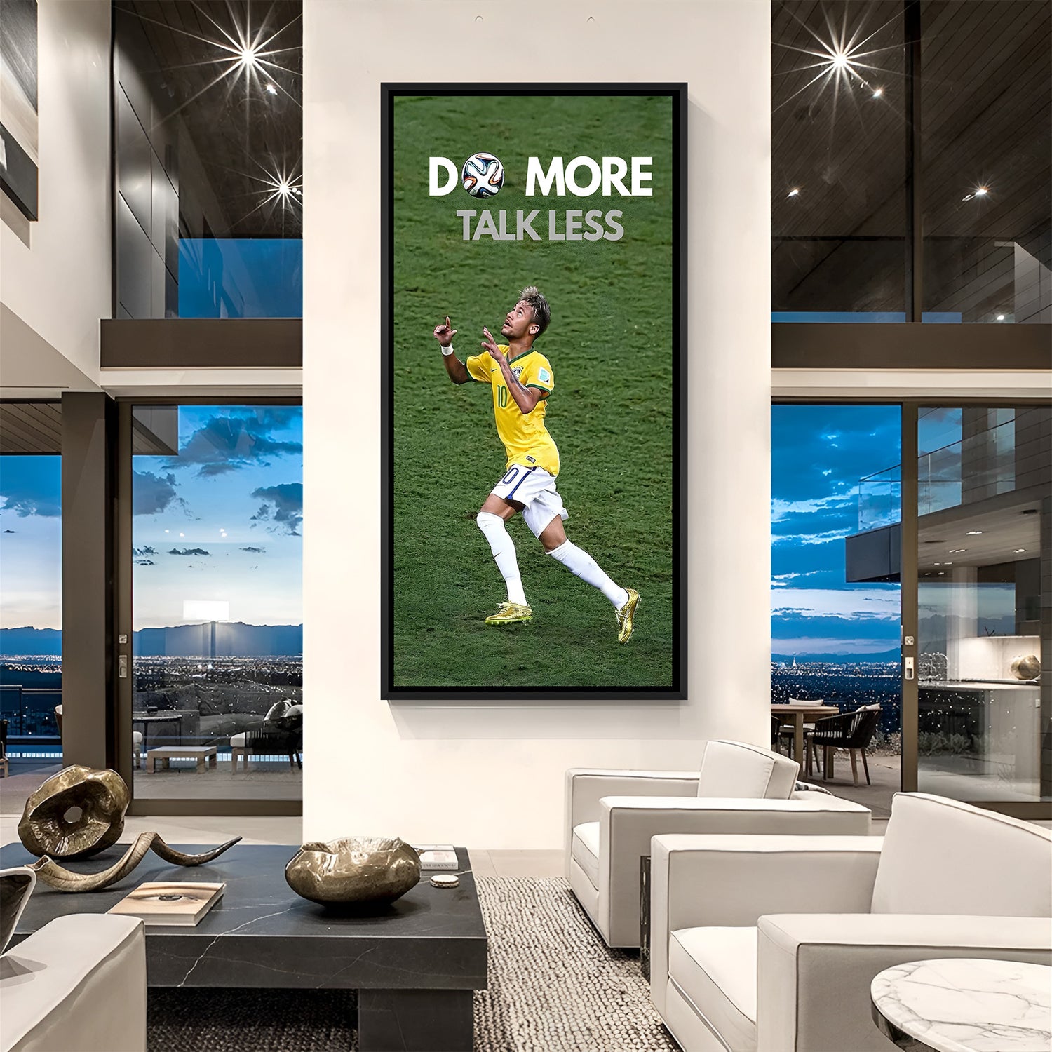 Neymar inspirational football wall art in black floater frame premium soccer canvas decor