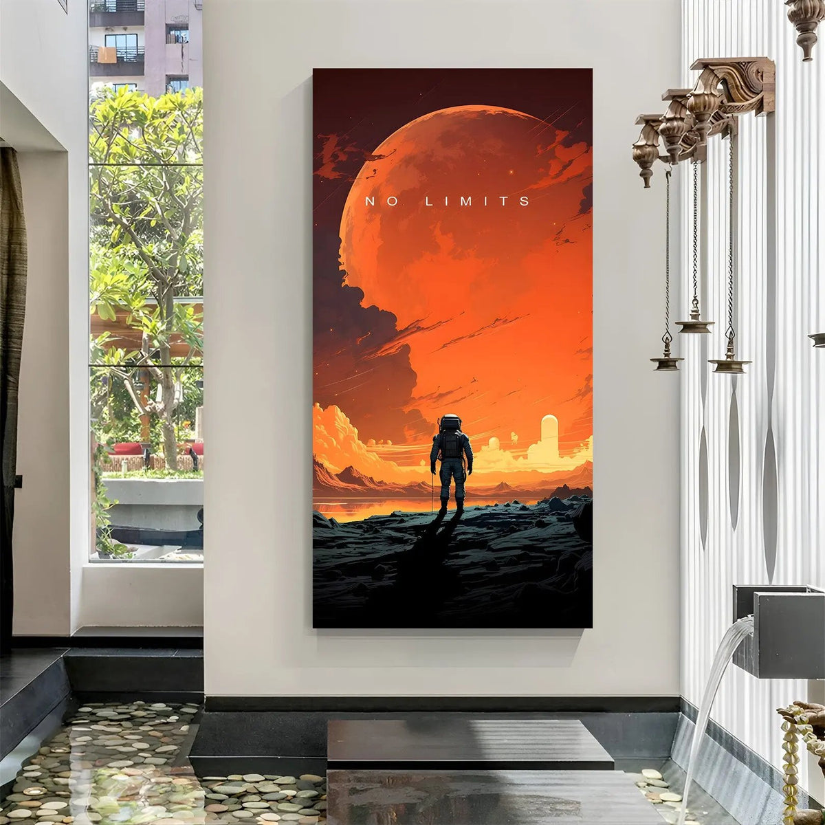 No Limit space motivation canvas wall art in premium canvas wrapped frame with cosmic galaxy limitless design