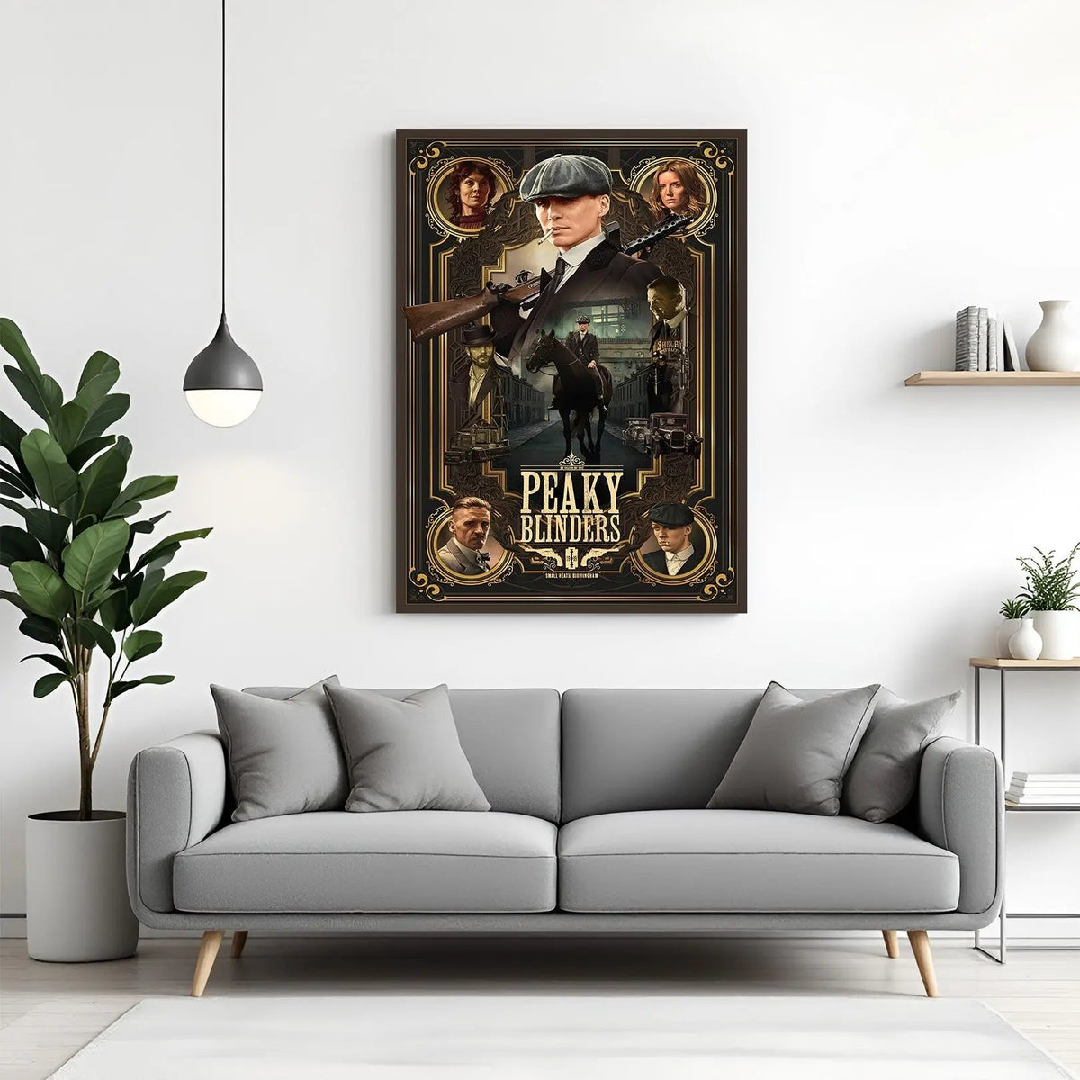 Peaky Blinders Shelby family motivation canvas wall art in premium wrapped frame with dark cinematic gangster theme