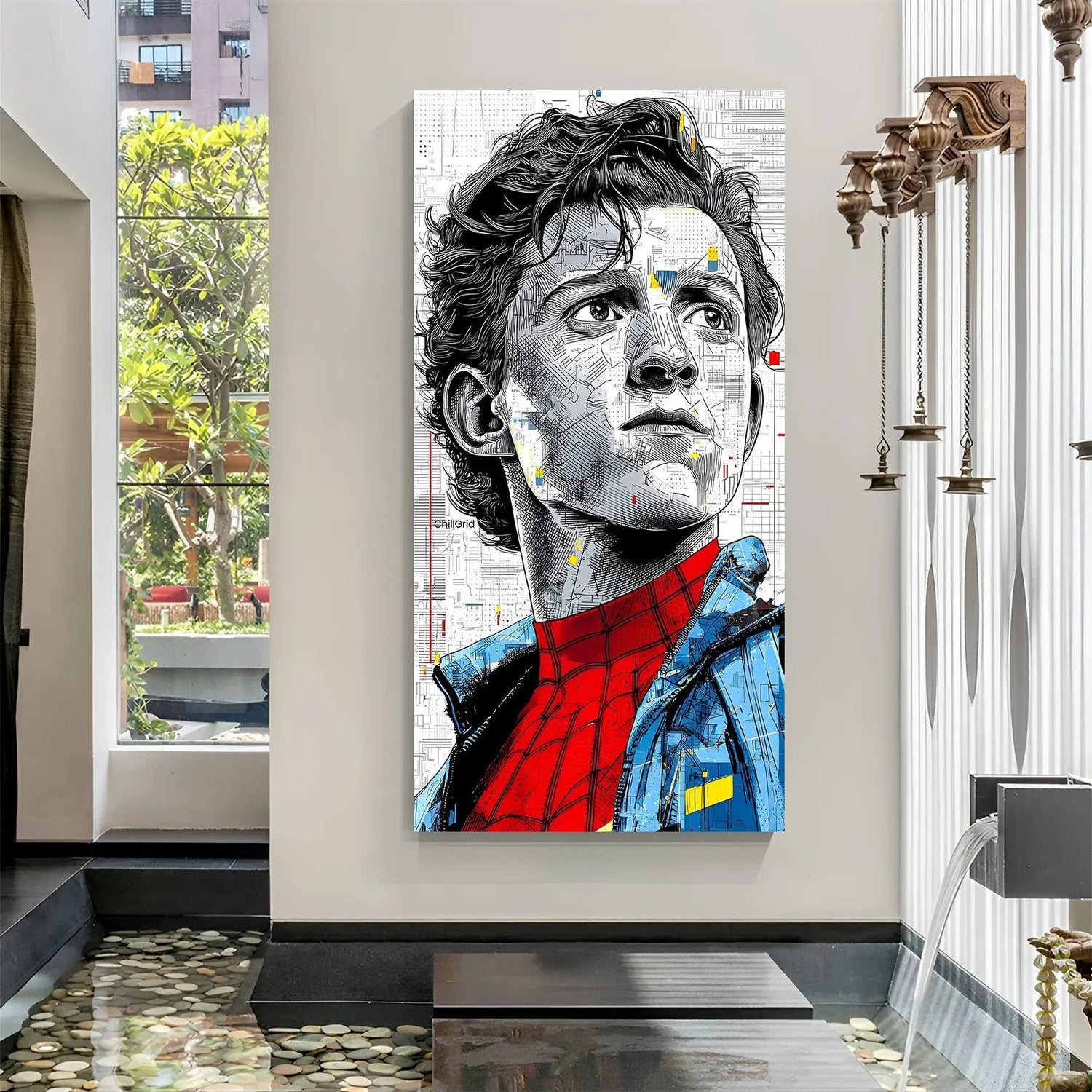 Peter Parker intense close-up Marvel canvas wall art in premium canvas wrapped frame