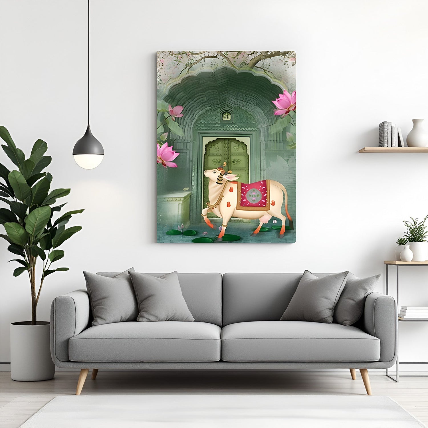 Pichwai cow painting canvas for traditional and spiritual home decor