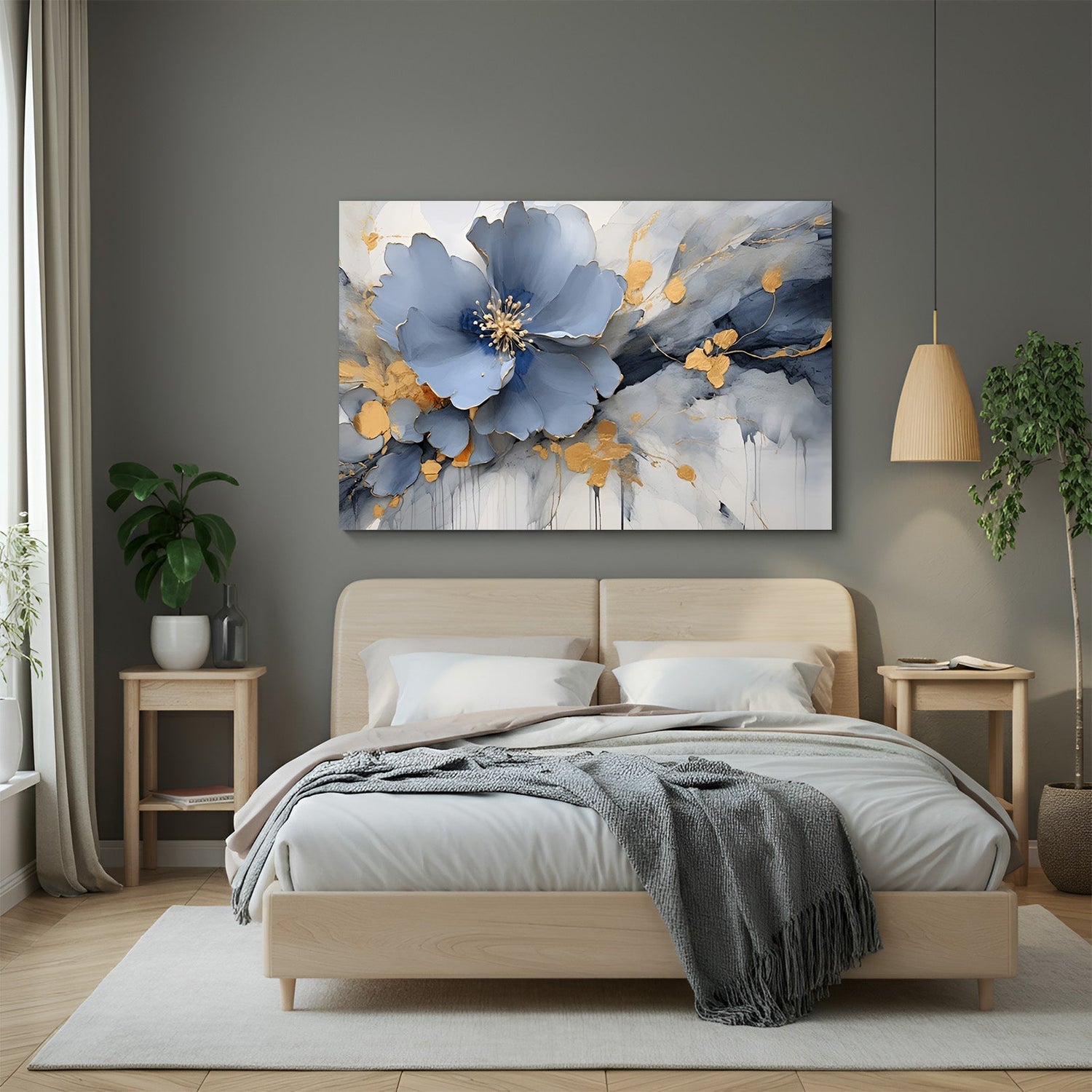 Purple flower abstract wall art – modern canvas painting of floral beauty with artistic brushstrokes and soft purple tones