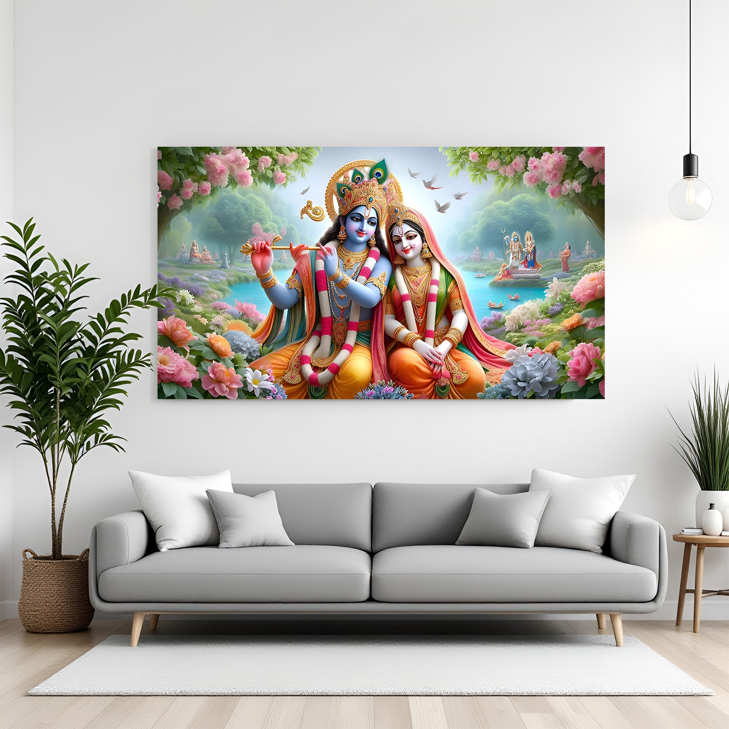 Unframed Radha Krishna canvas print - premium Hindu spiritual wall art for home decor
