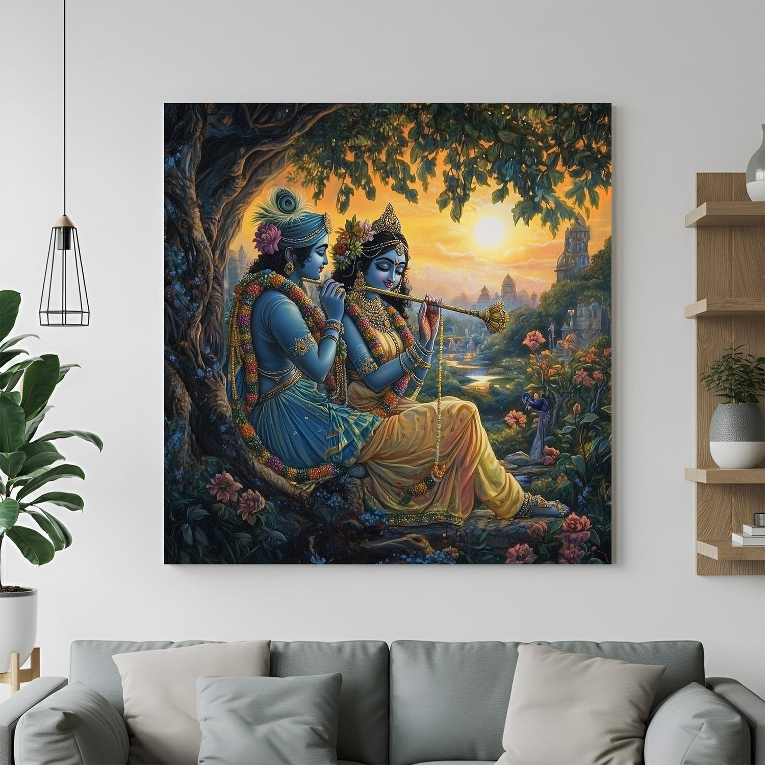 Divine Radha Krishna Vastu canvas painting for love, peace, and spiritual energy in bedroom, pooja room, or living room wall decor