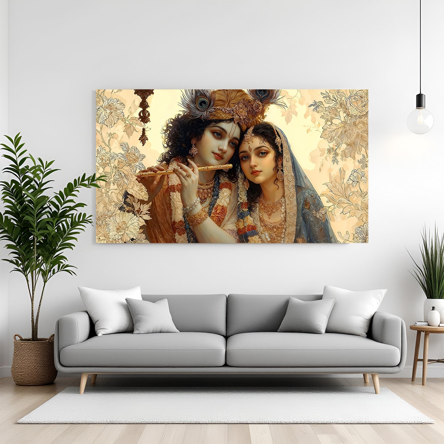 Radha Krishna eternal love canvas wrapped wall art for home decor