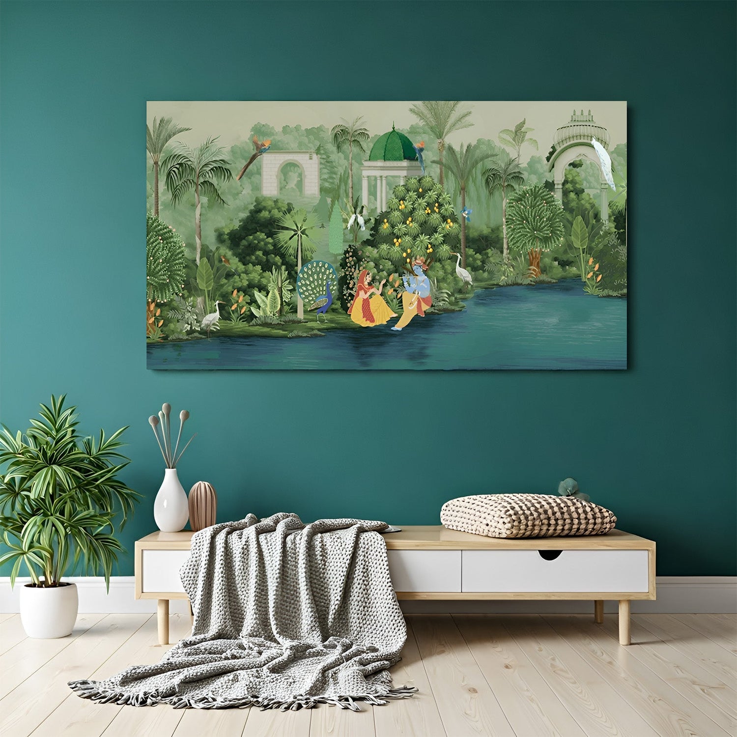 Radha Krishna Ji canvas painting for Vastu home decor and spiritual wall art interiors