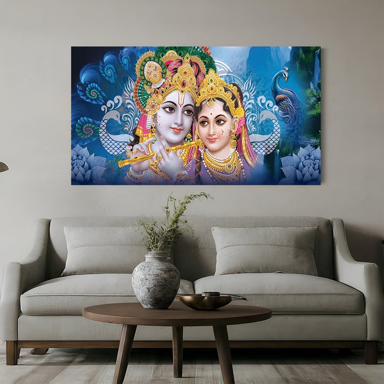radha krishna spiritual canvas painting blissful wall art for home and office vastu decor to attract harmony and love
