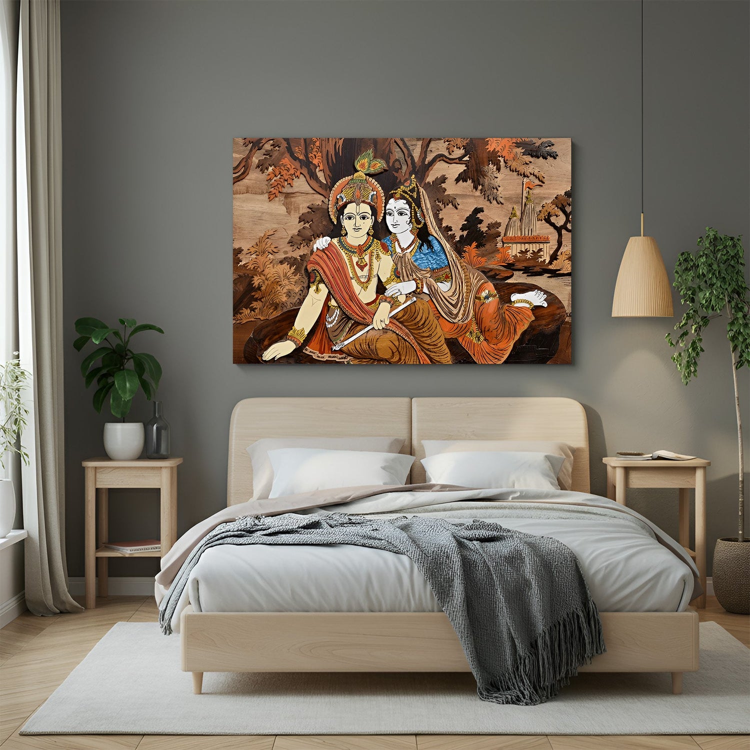 Radha Krishna Vastu canvas wall art for spiritual energy and divine home decor