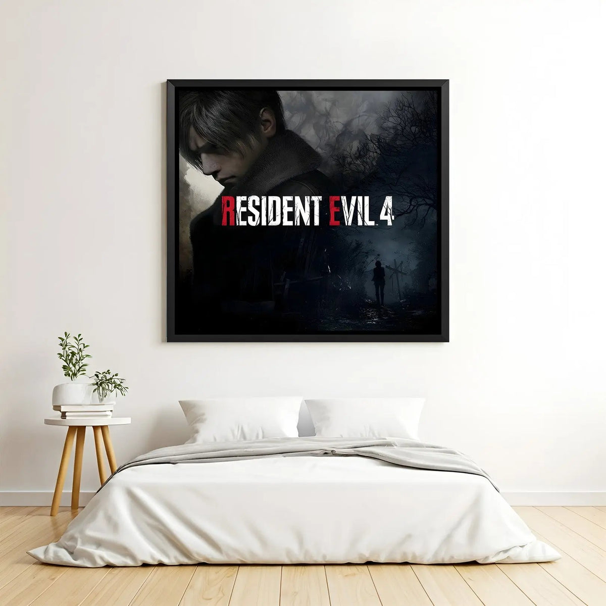 Resident Evil Outbreak Nightmare wall painting in black floater frame with cinematic horror gaming artwork