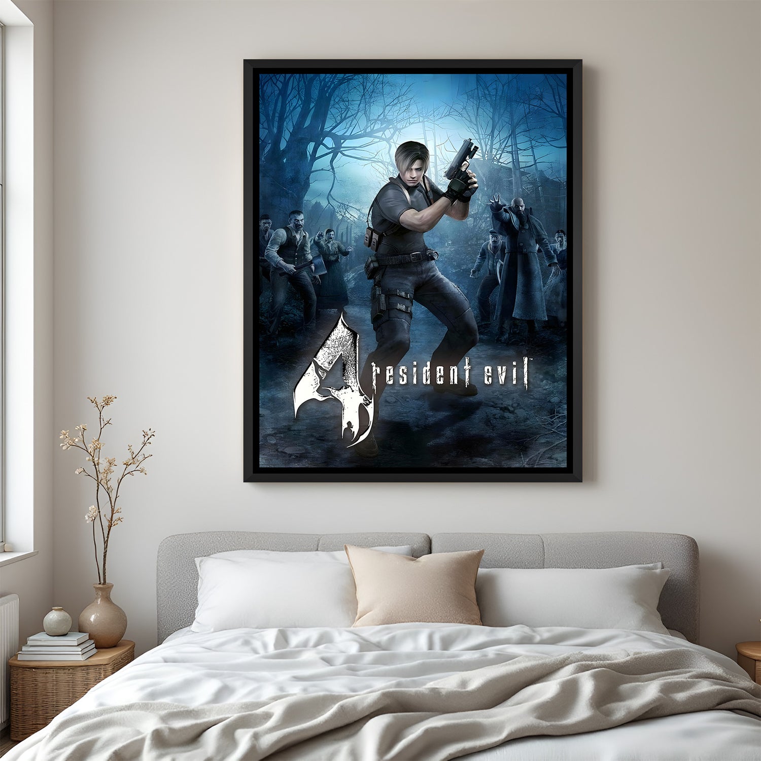 Resident Evil Shadows of Survival wall painting in black floater frame with dramatic survival horror game artwork