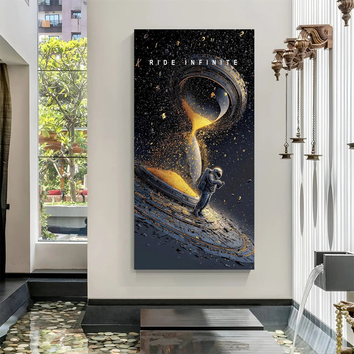 Ride Infinite space motivation canvas wall art in premium canvas wrapped frame with cosmic galaxy inspirational design