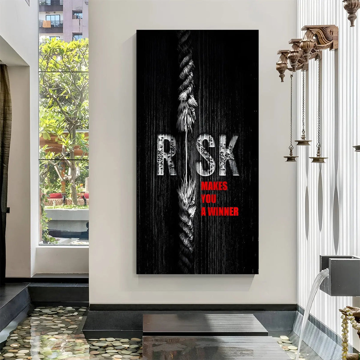 Risk Creates Winners motivational canvas wall art featuring the quote Risk Makes You a Winner in premium canvas wrapped frame