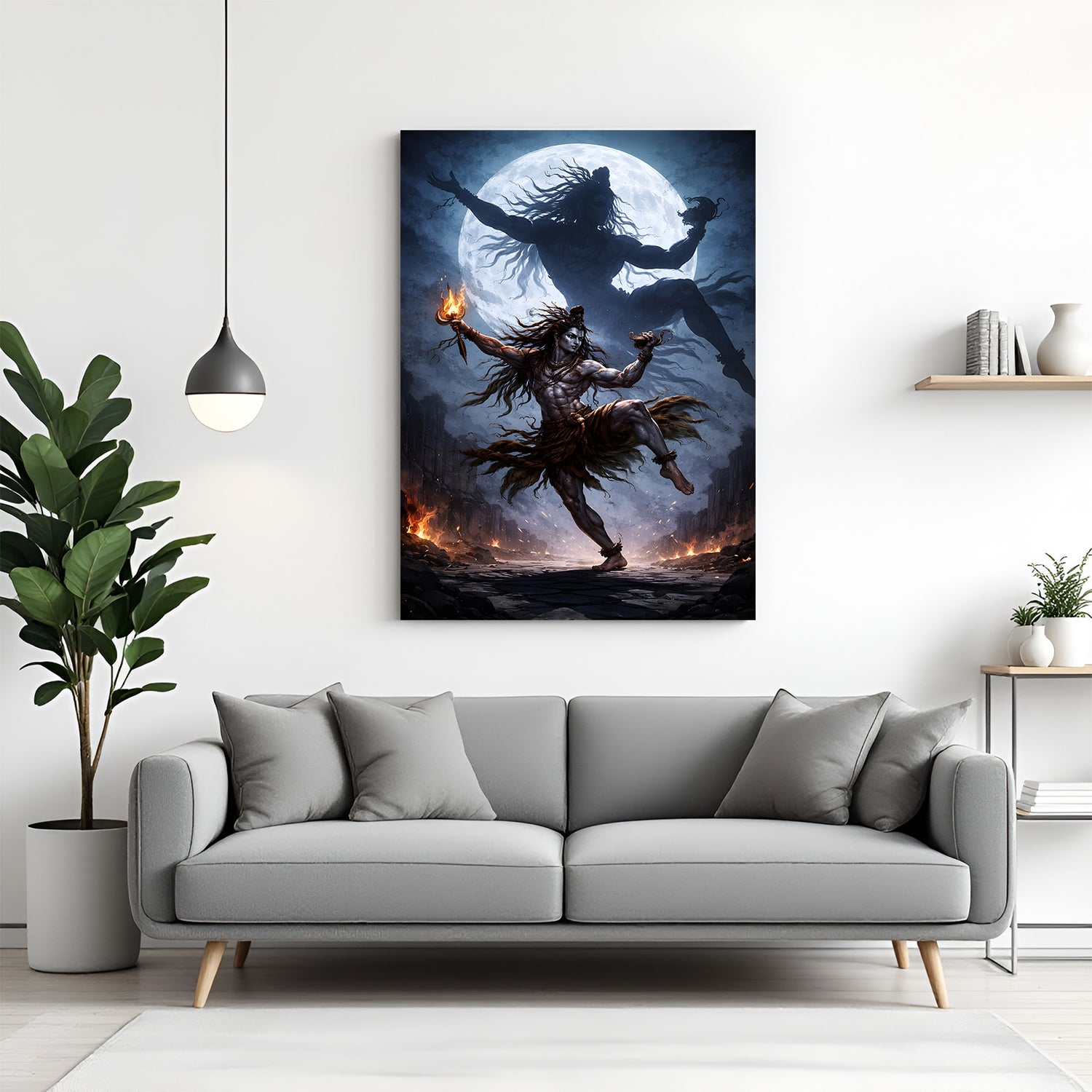 Lord Shiva performing Tandav dance canvas wall art in premium canvas wrapped frame