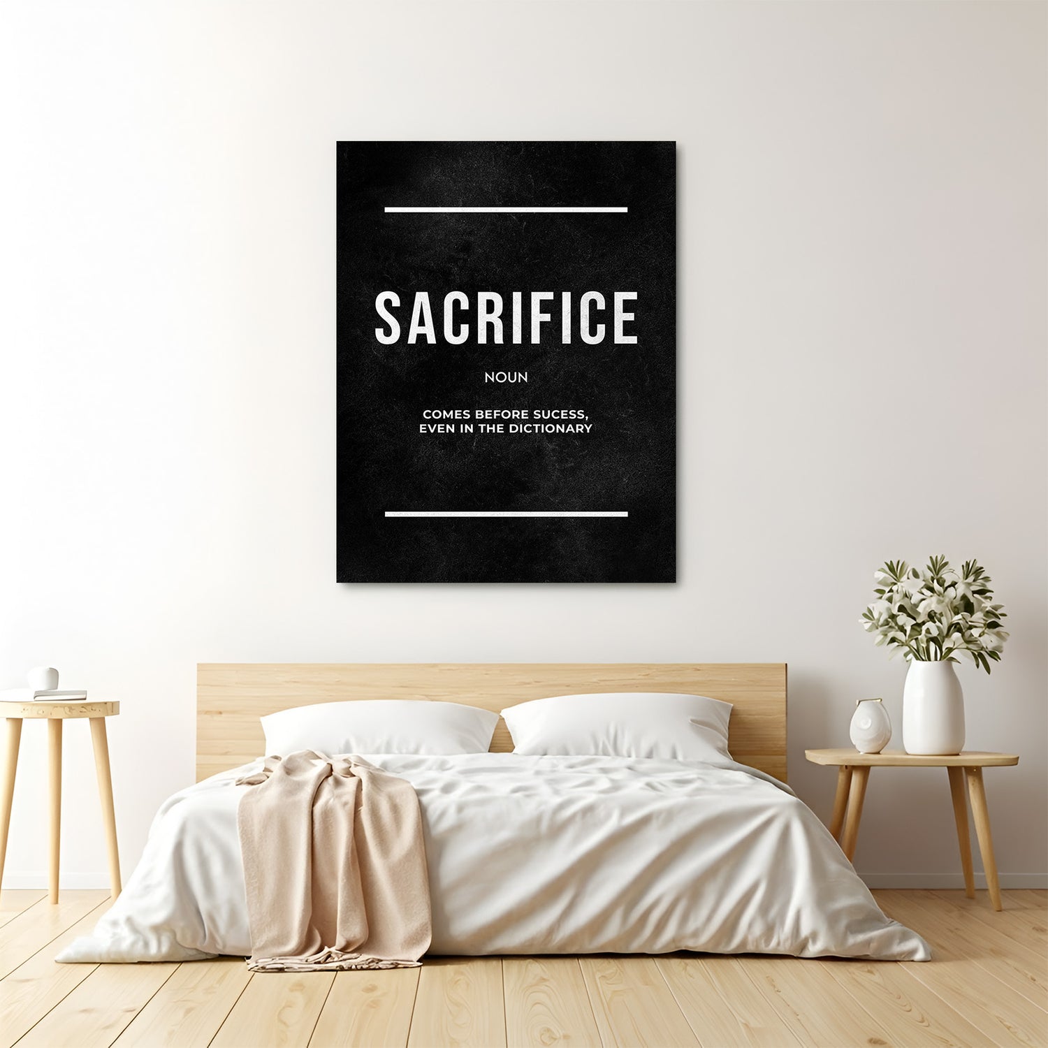 Sacrifice comes before success motivational canvas wall art for home and office decor