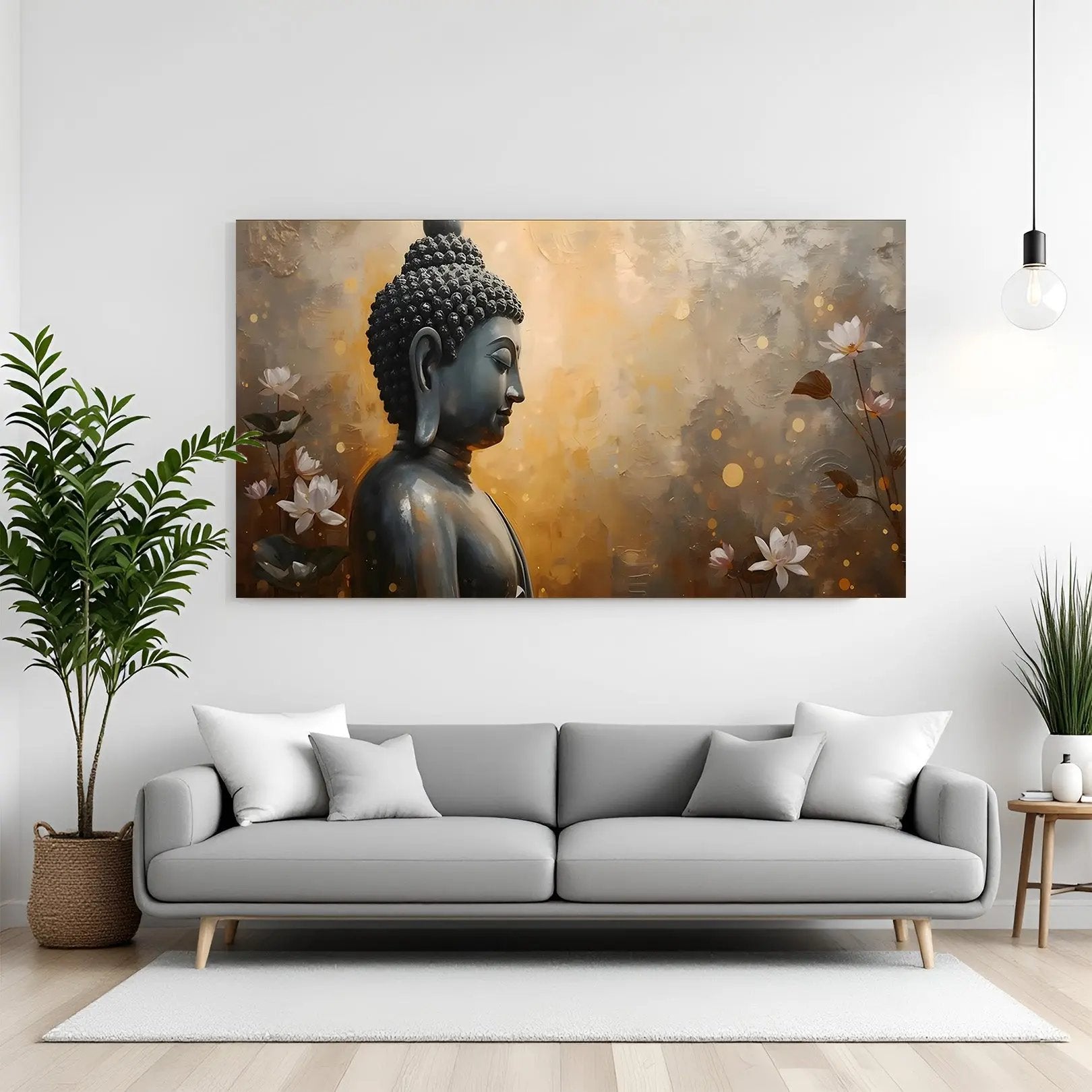 Serene Buddha Lotus Canvas Painting | Spiritual Wall Art – CIPHER SPACES