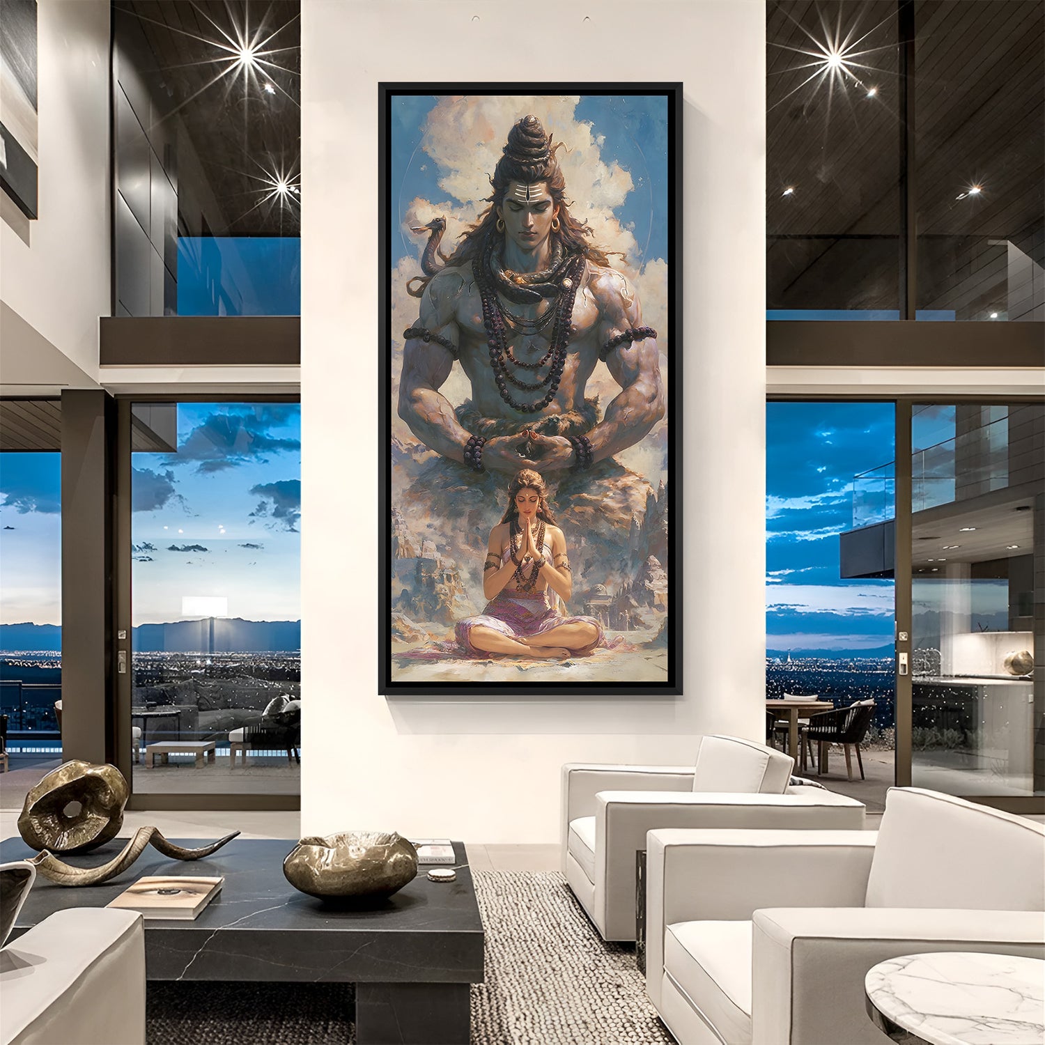 Spiritual Shiva wall art with black floater frame