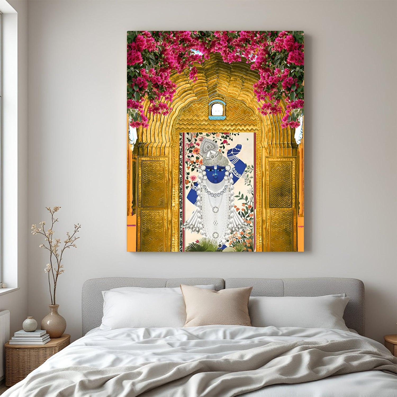 Divine Shrinathji canvas painting for spiritual home and temple decor