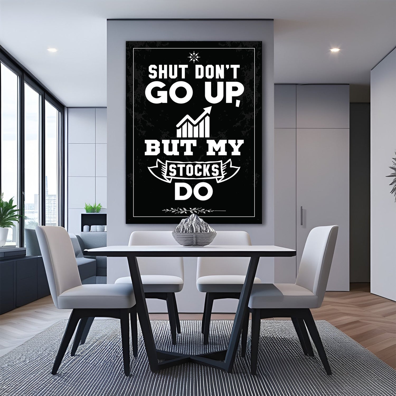 Motivational canvas wall art with “My Stocks Go Up” stock market quote