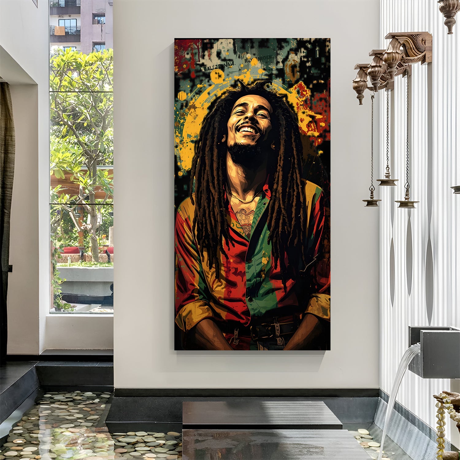 Smiling gentleman modern art canvas wall painting in premium canvas wrapped frame with expressive portrait design