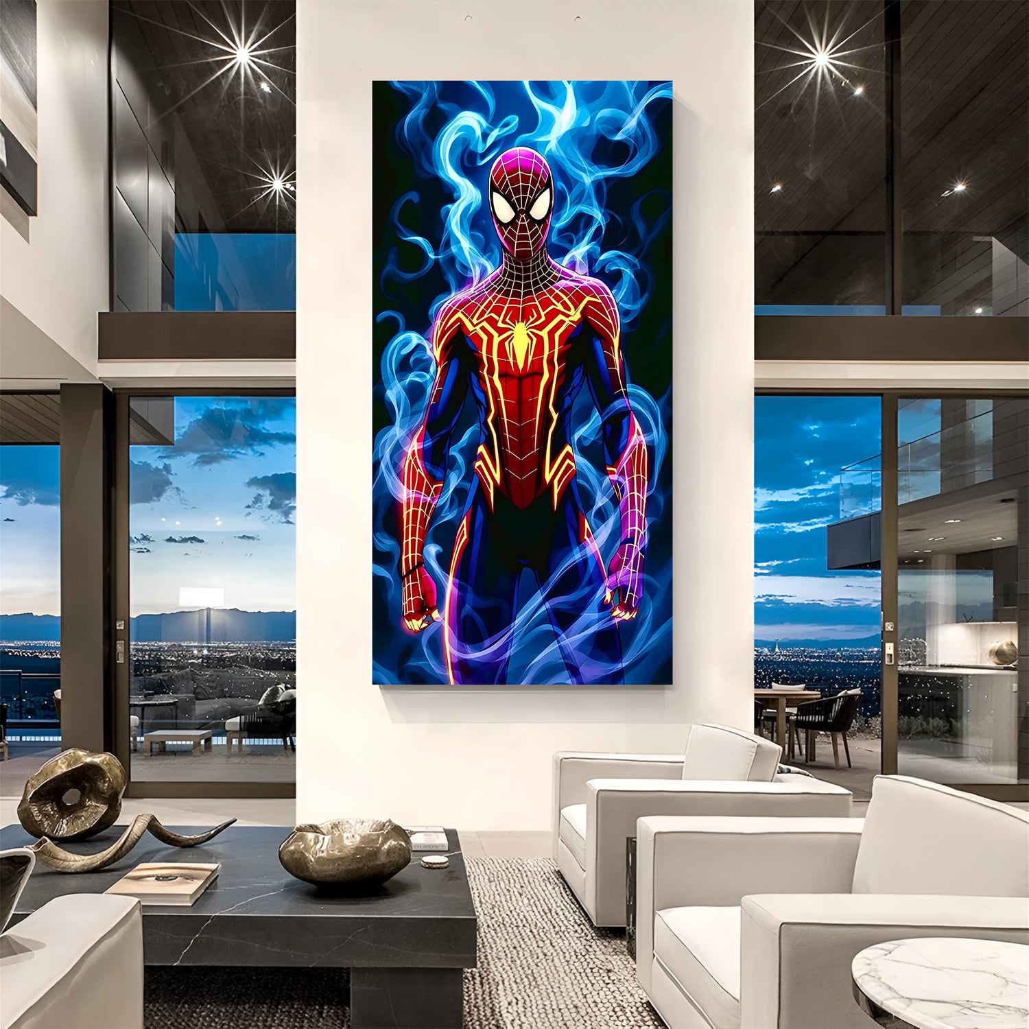 Spider-Man unframed canvas wall art – vibrant Marvel superhero painting for modern decor