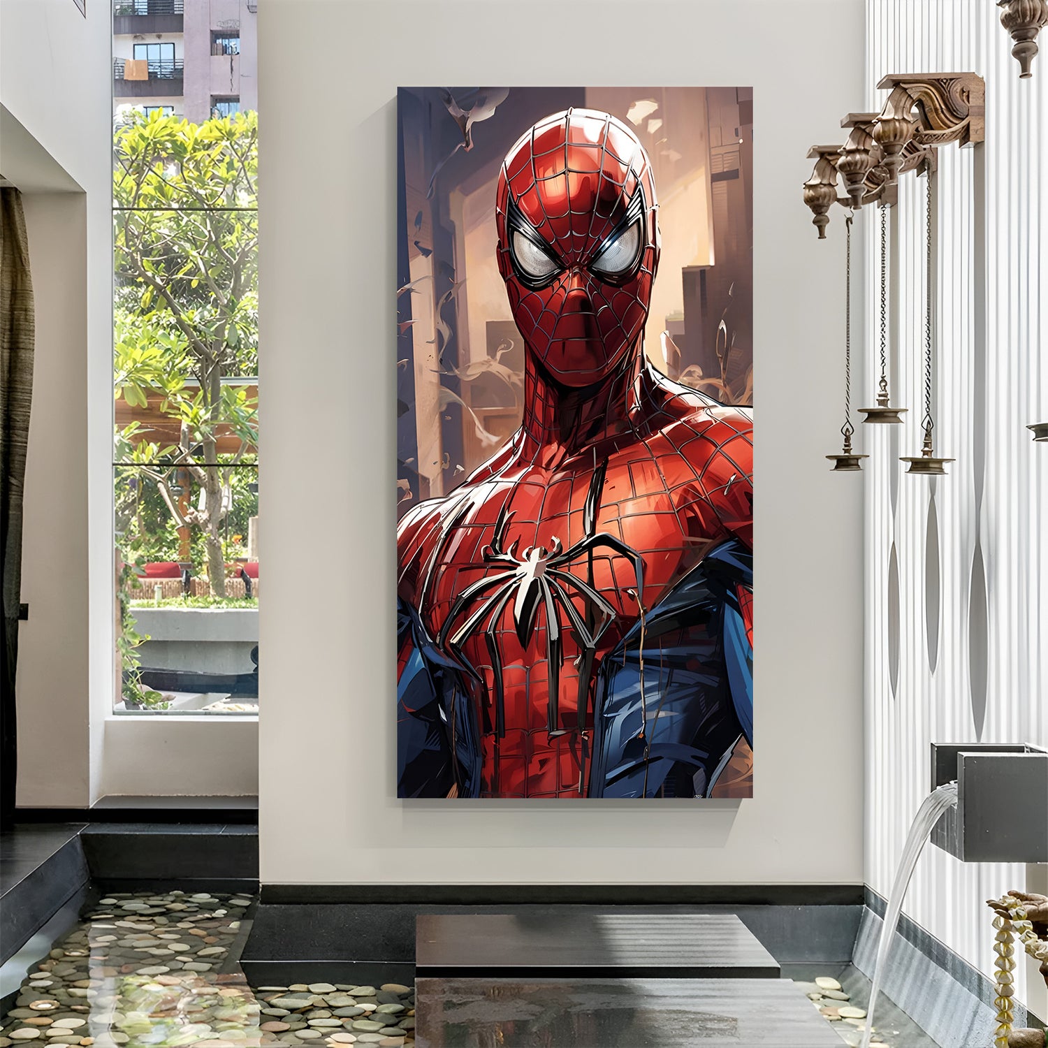 Bold Spiderman in action pose – a perfect Marvel wall decor canvas for fans and collectors.