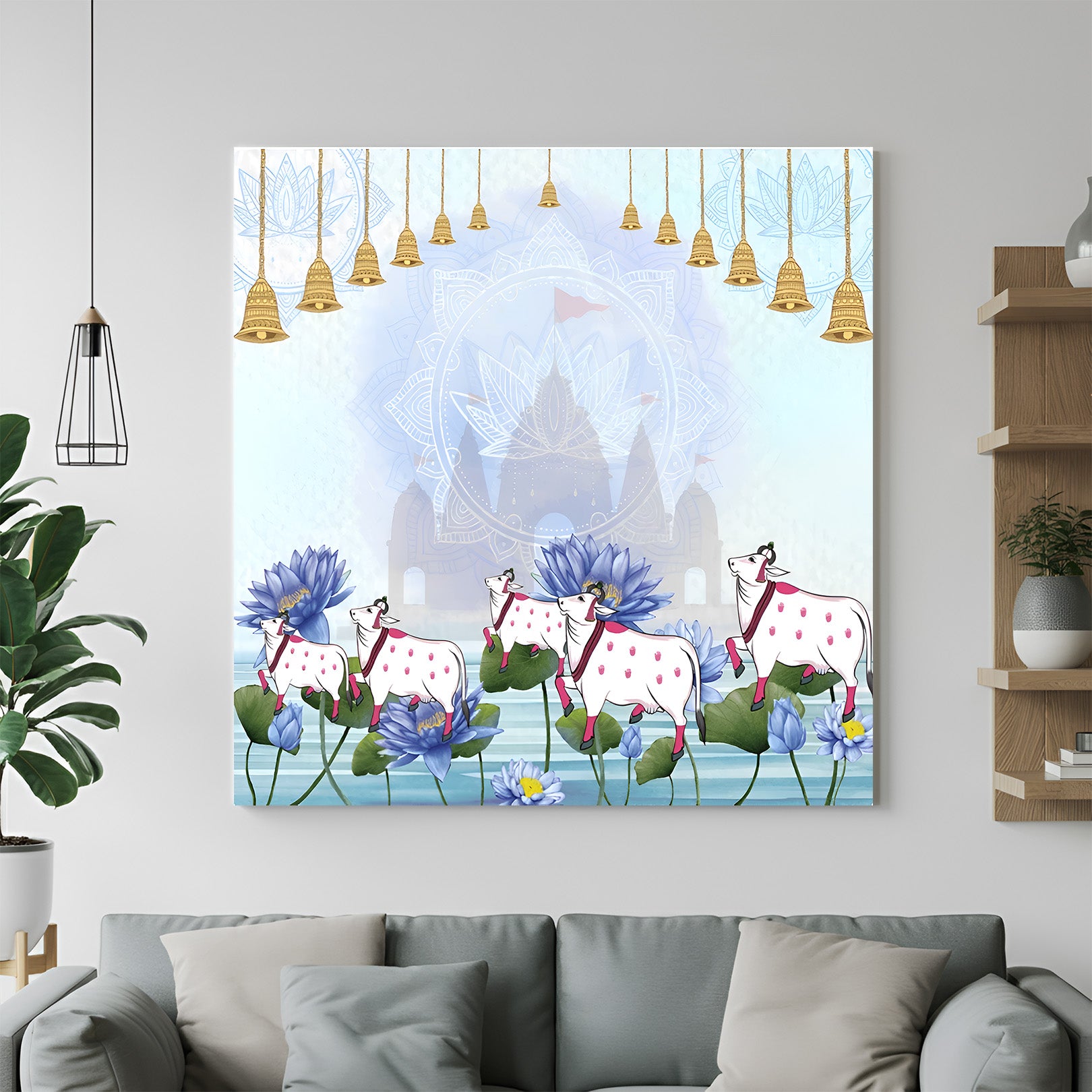 5 Cow Pichwai Canvas Painting – Spiritual Wall Art for Vastu & Home ...