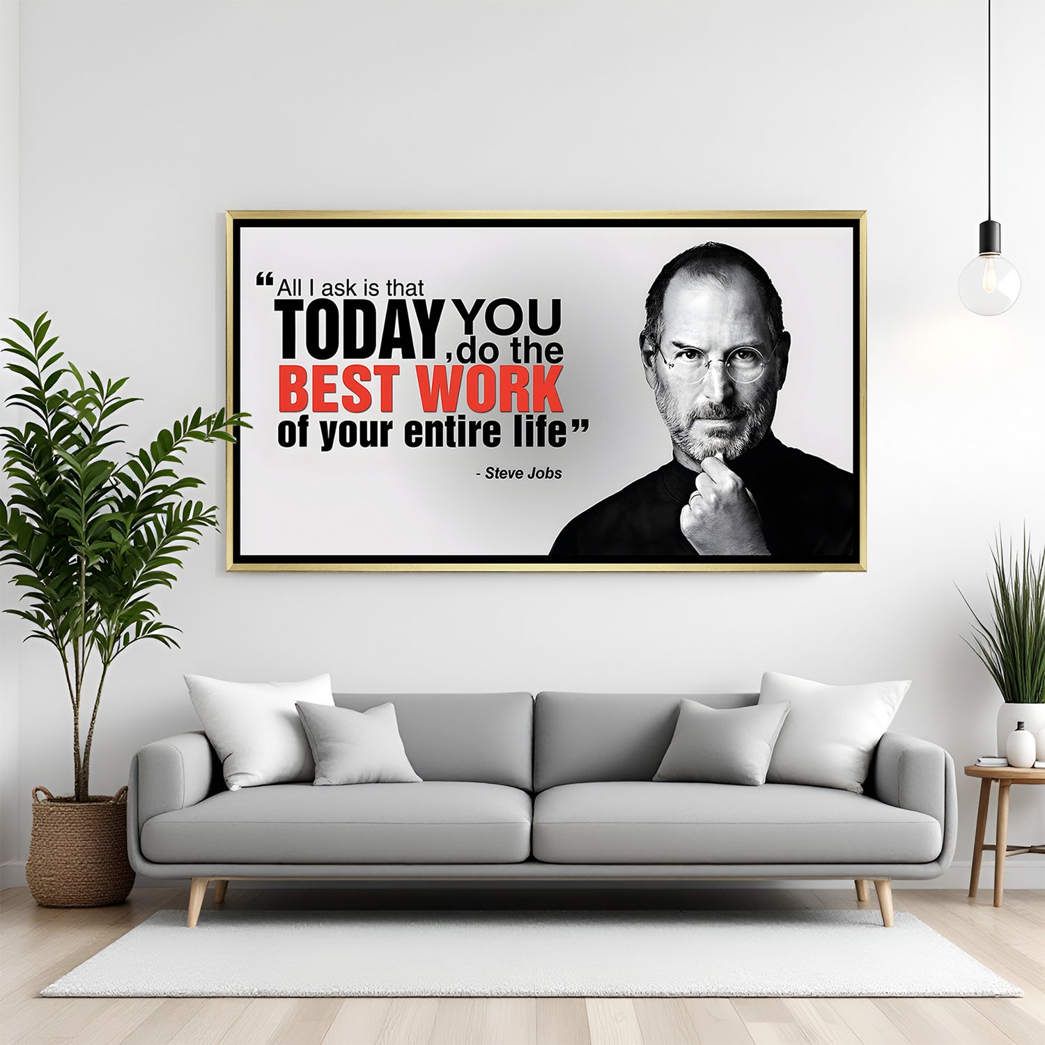 Steve Jobs motivational artwork in golden floater frame luxury office wall painting decor