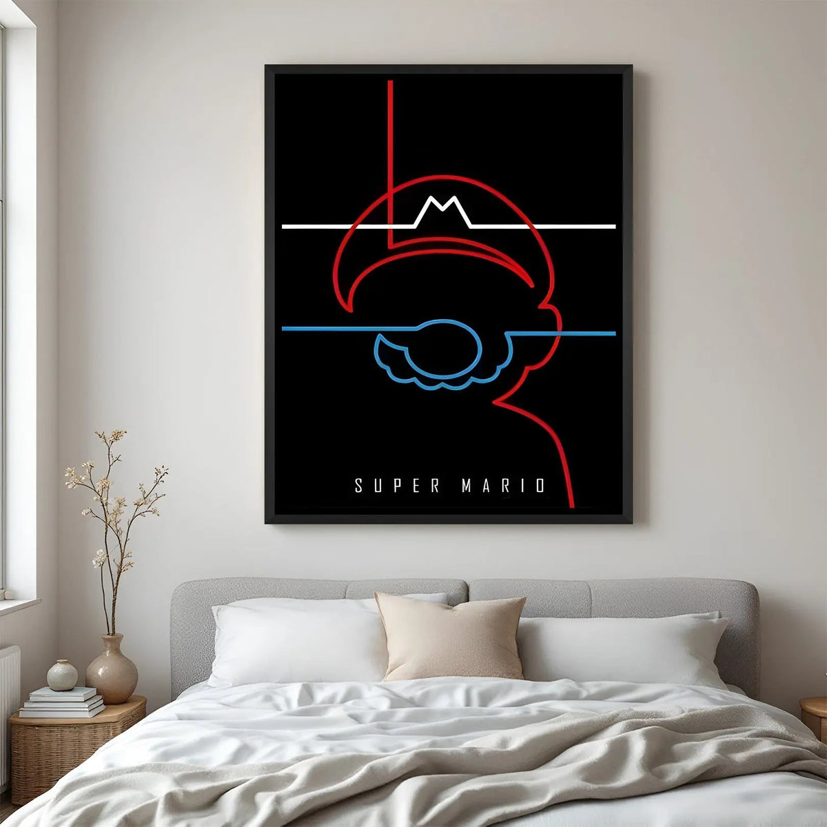 Super Mario Kingdom Adventure wall painting in black floater frame with vibrant gaming-themed artwork