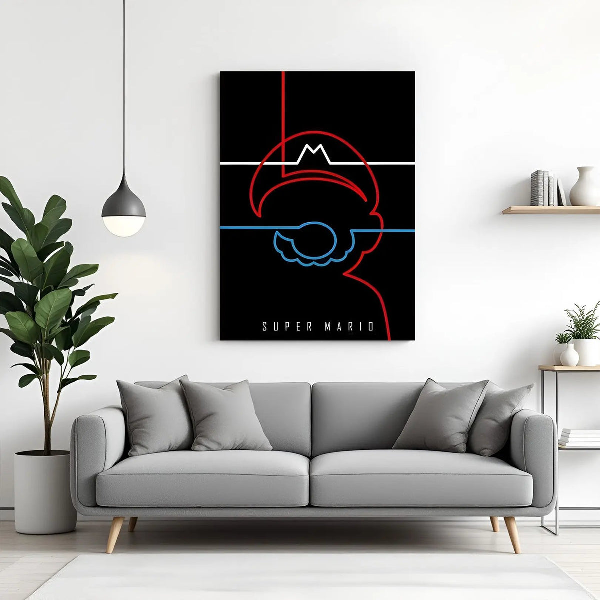 Super Mario Kingdom Adventure canvas wall art featuring colorful platform gaming artwork in premium canvas wrapped frame