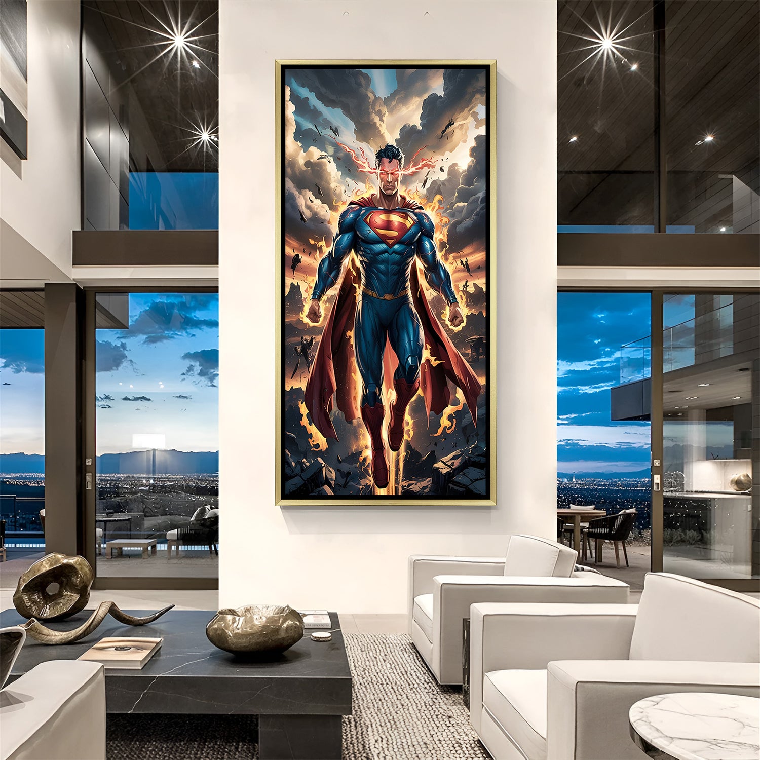 Superman gold framed canvas – stylish DC Comics wall art for collectors