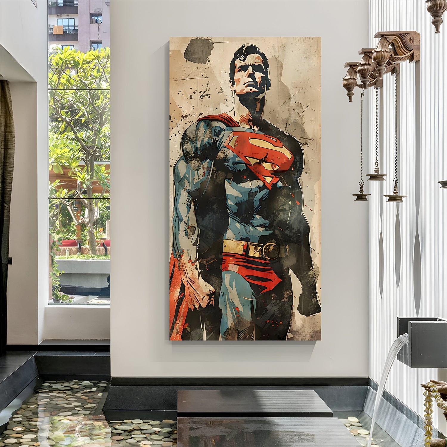 Superman Sentinel of Hope canvas wall art featuring heroic standing pose in premium canvas wrapped frame
