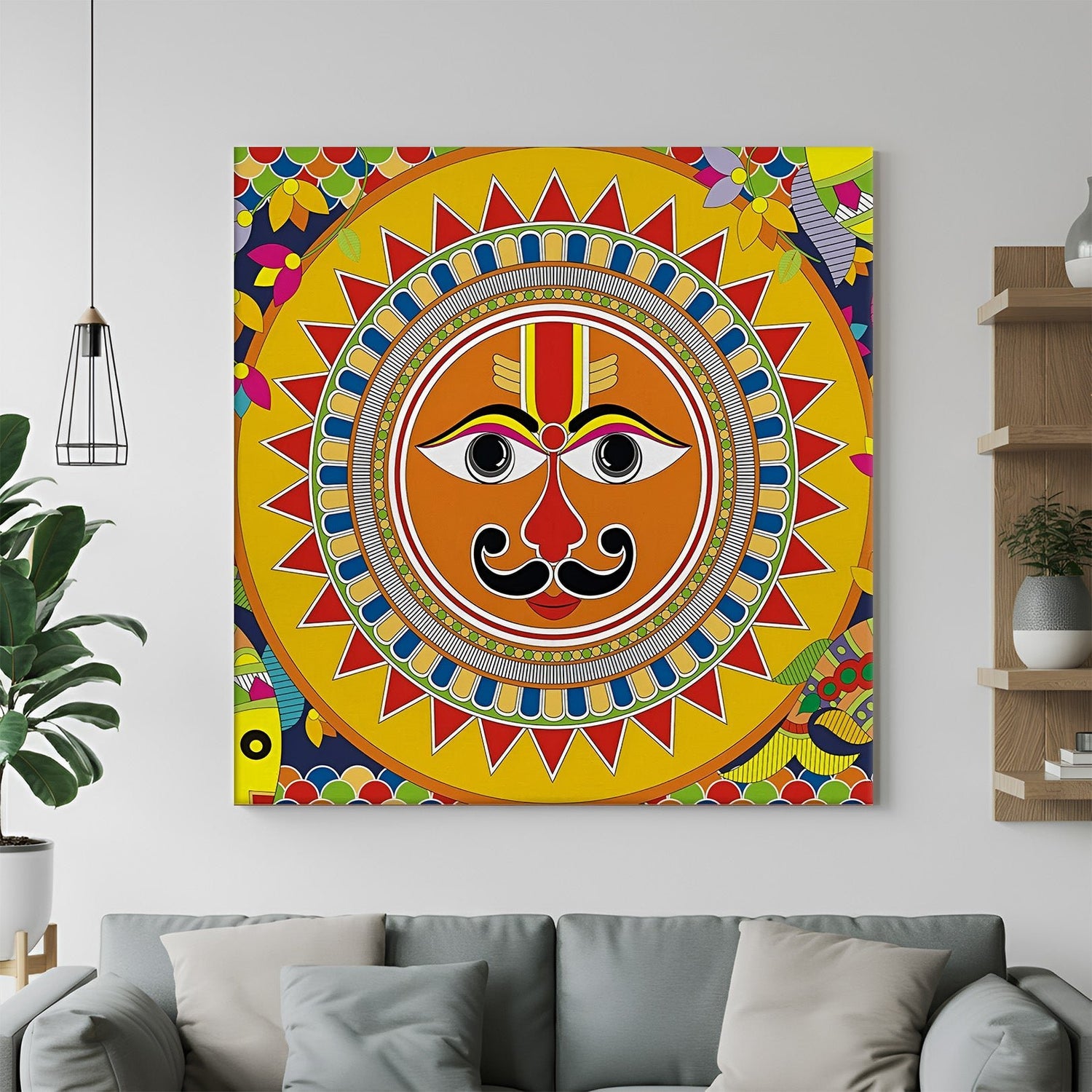 Surya Devta canvas painting for Indian spiritual wall art and traditional home and office decor