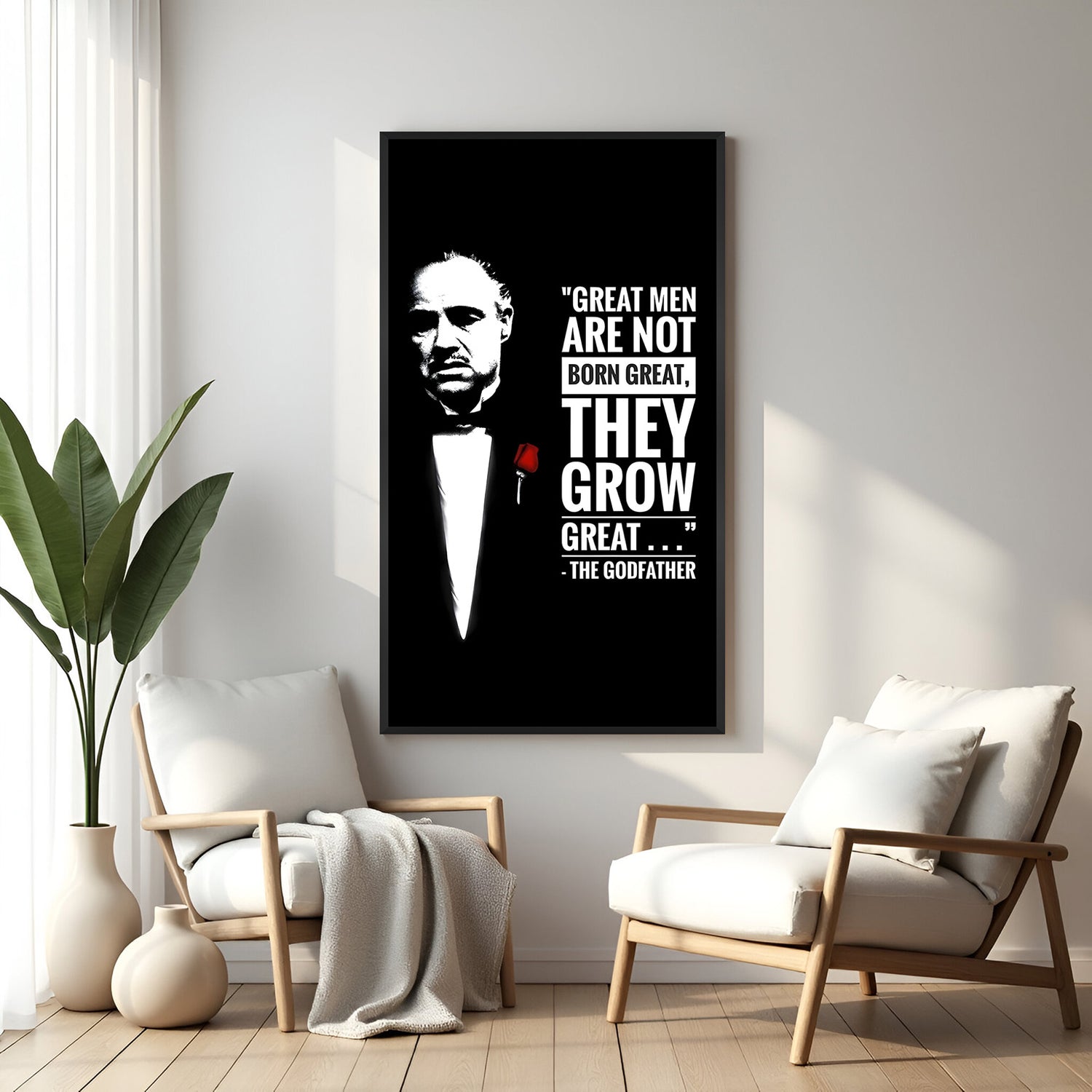The Godfather inspirational wall art in black floater frame luxury movie quote decor