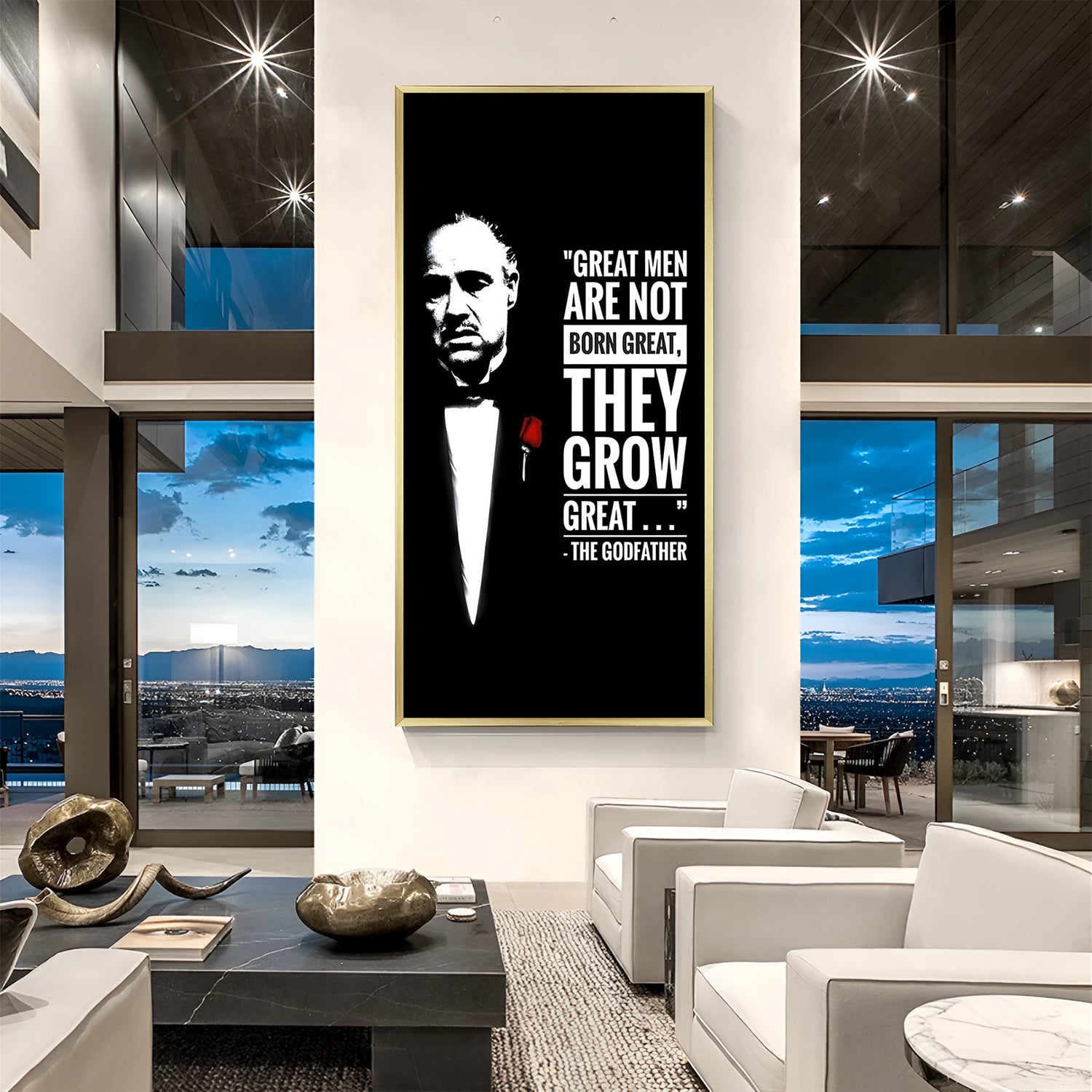The Godfather motivational artwork in golden floater frame premium cinematic wall decor