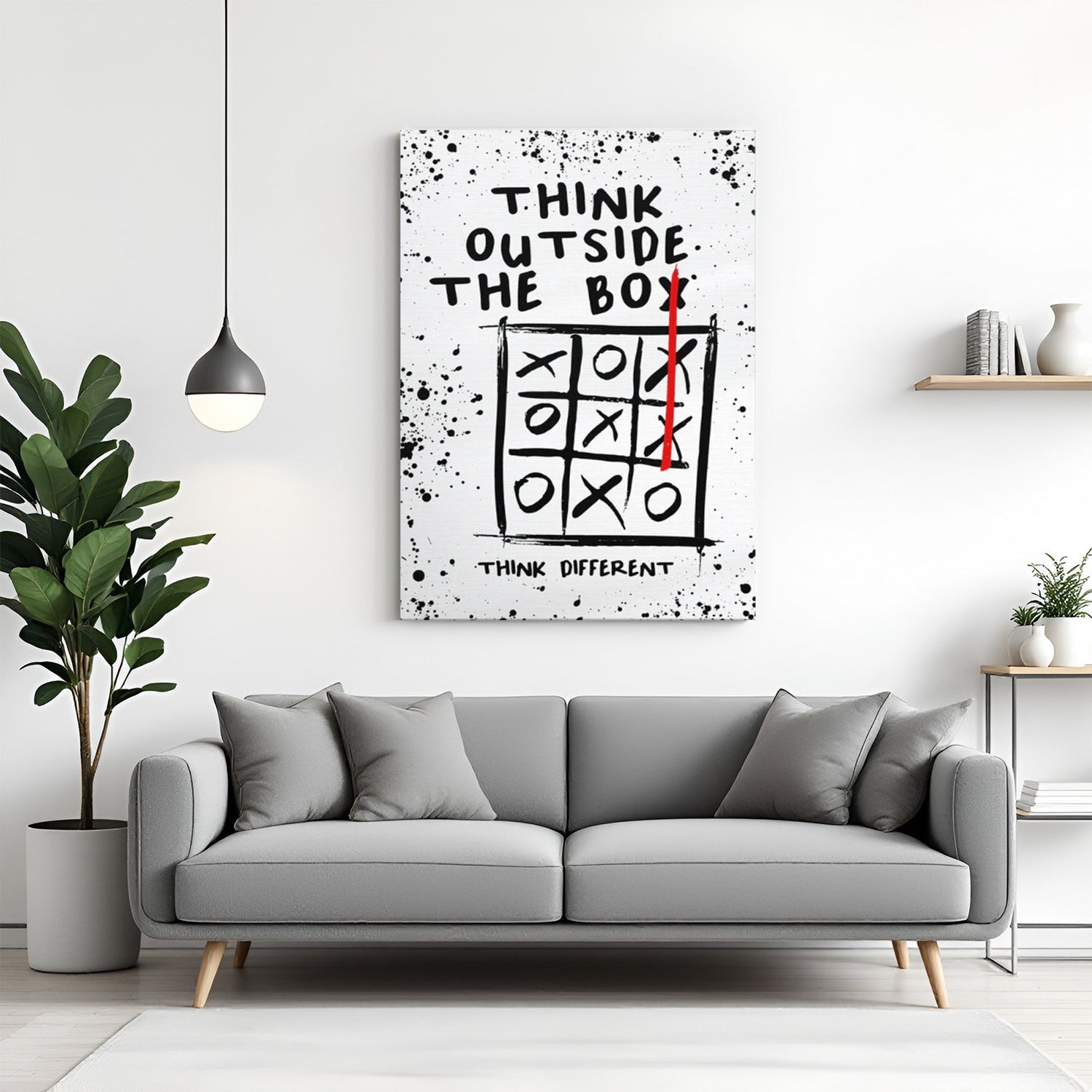 Think Outside the Box Motivational Canvas Wall Art for Home and Office Decor