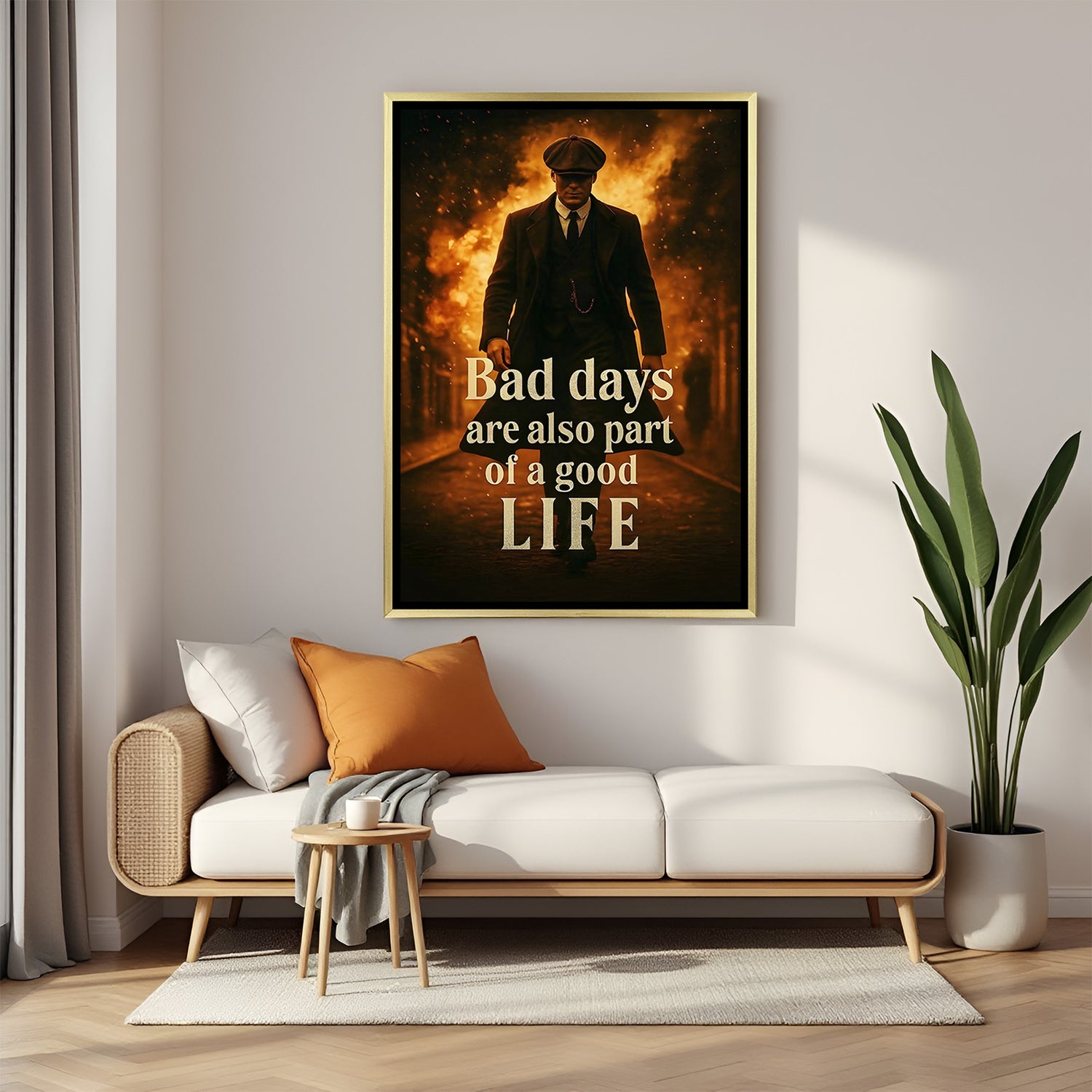 Thomas Shelby inspirational artwork in golden floater frame luxury Peaky Blinders wall decor