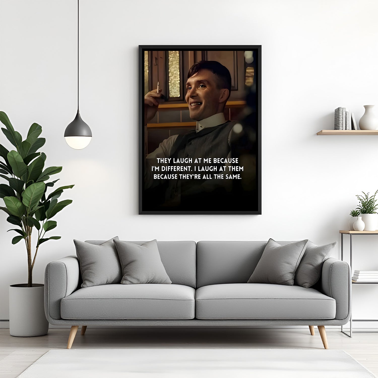 Thomas Shelby motivational wall art in black floater frame premium cinematic decor